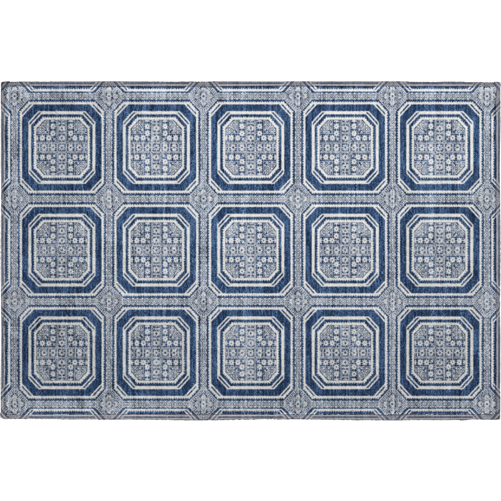 Kyoto Machine Washable Transitional Navy Blue Rug 1'8" x 2'6" #shape_Rectangle