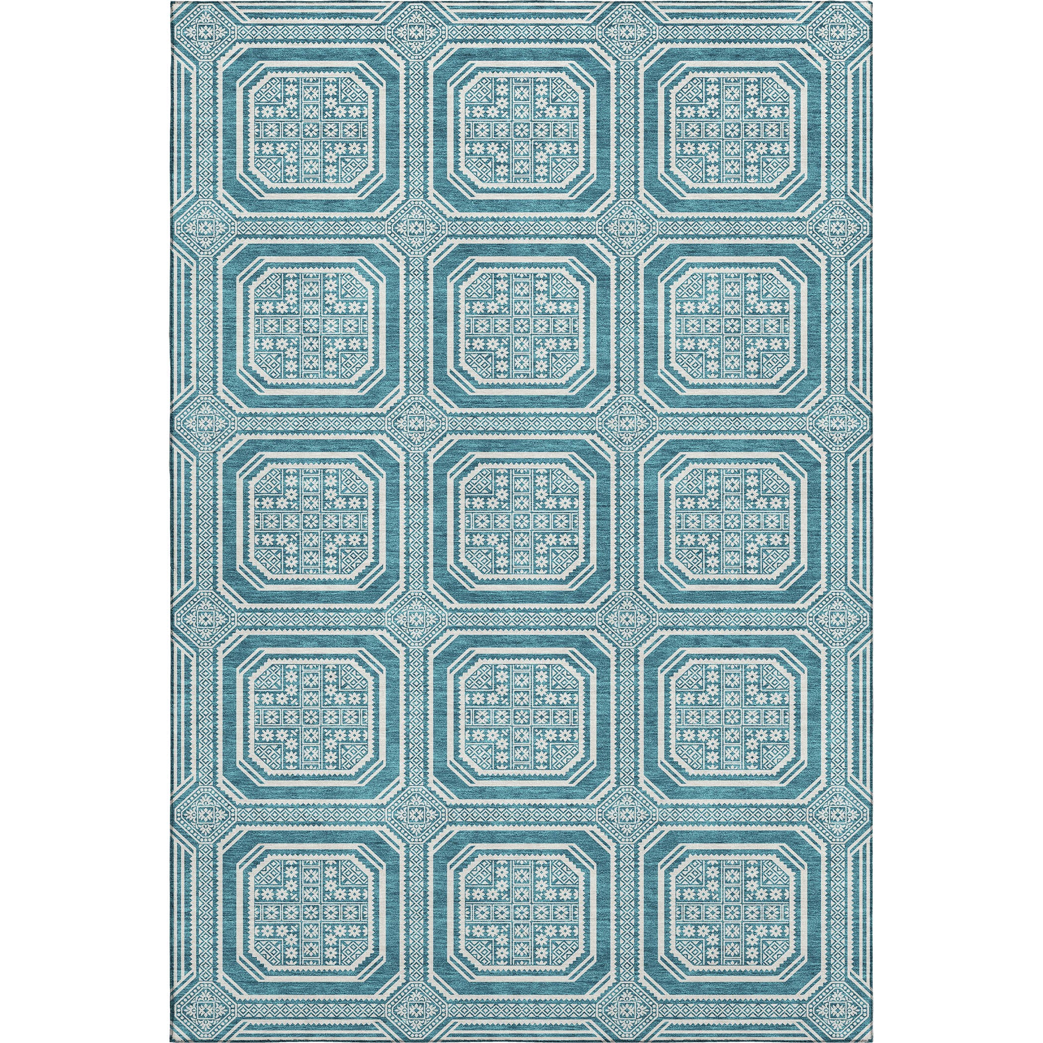 Kyoto Machine Washable Transitional Teal Rug 2'6" x 3'10" #shape_Rectangle
