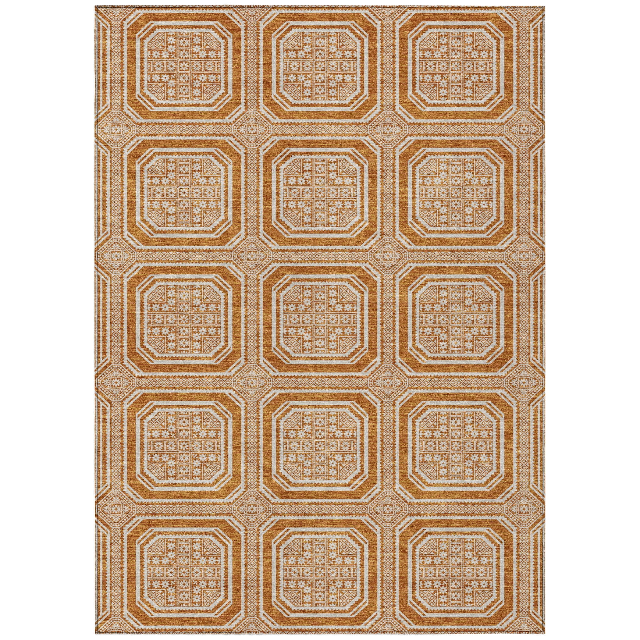 Kyoto Machine Washable Transitional Terracotta Orange Rug 2'6" x 3'10" #shape_Rectangle