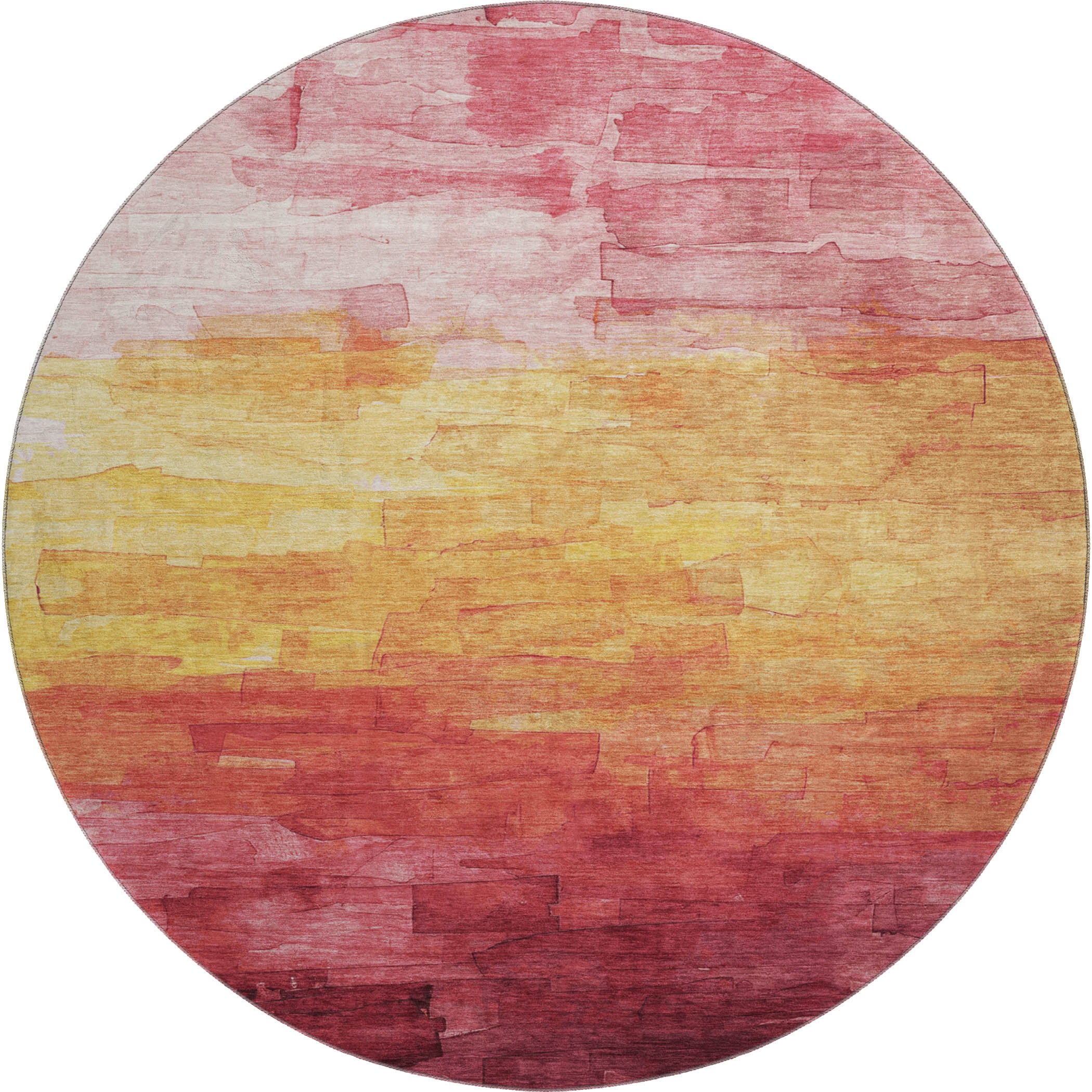 Budapest Machine Washable Transitional Blush Pink Rug 8' x 8' #shape_Round
