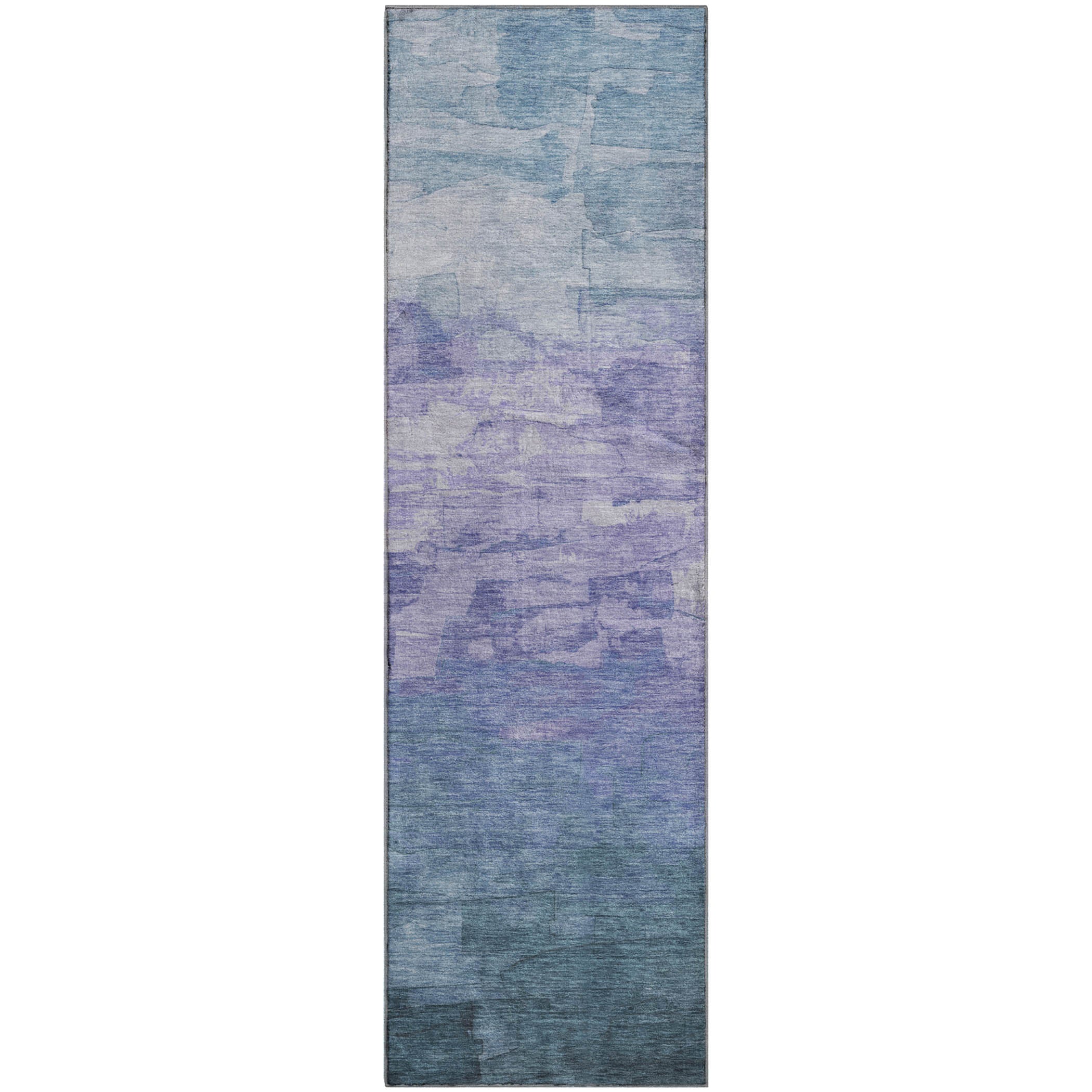Budapest Machine Washable Transitional Denim Blue Rug 2'3" x 7'6" #shape_Runner