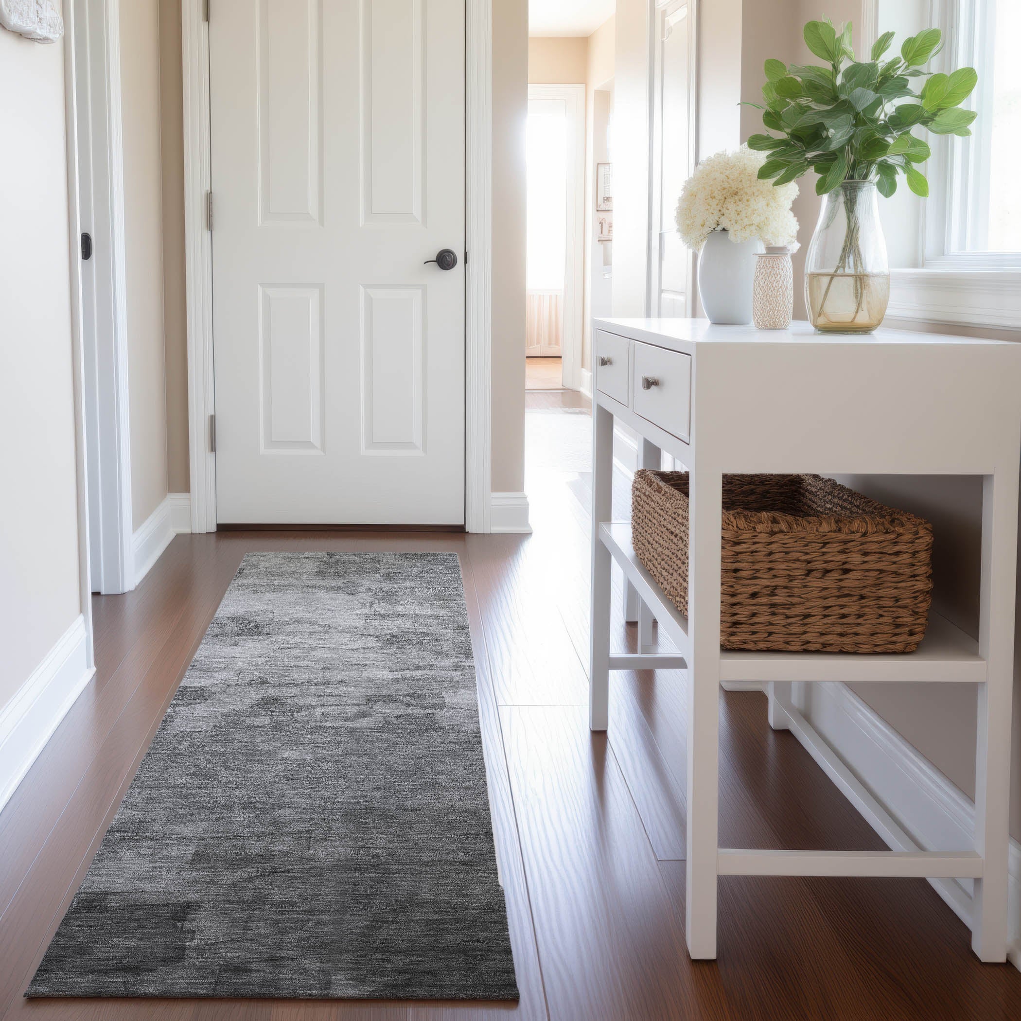 Budapest Machine Washable Transitional Gray Rug 2'3" x 7'6" #shape_Runner