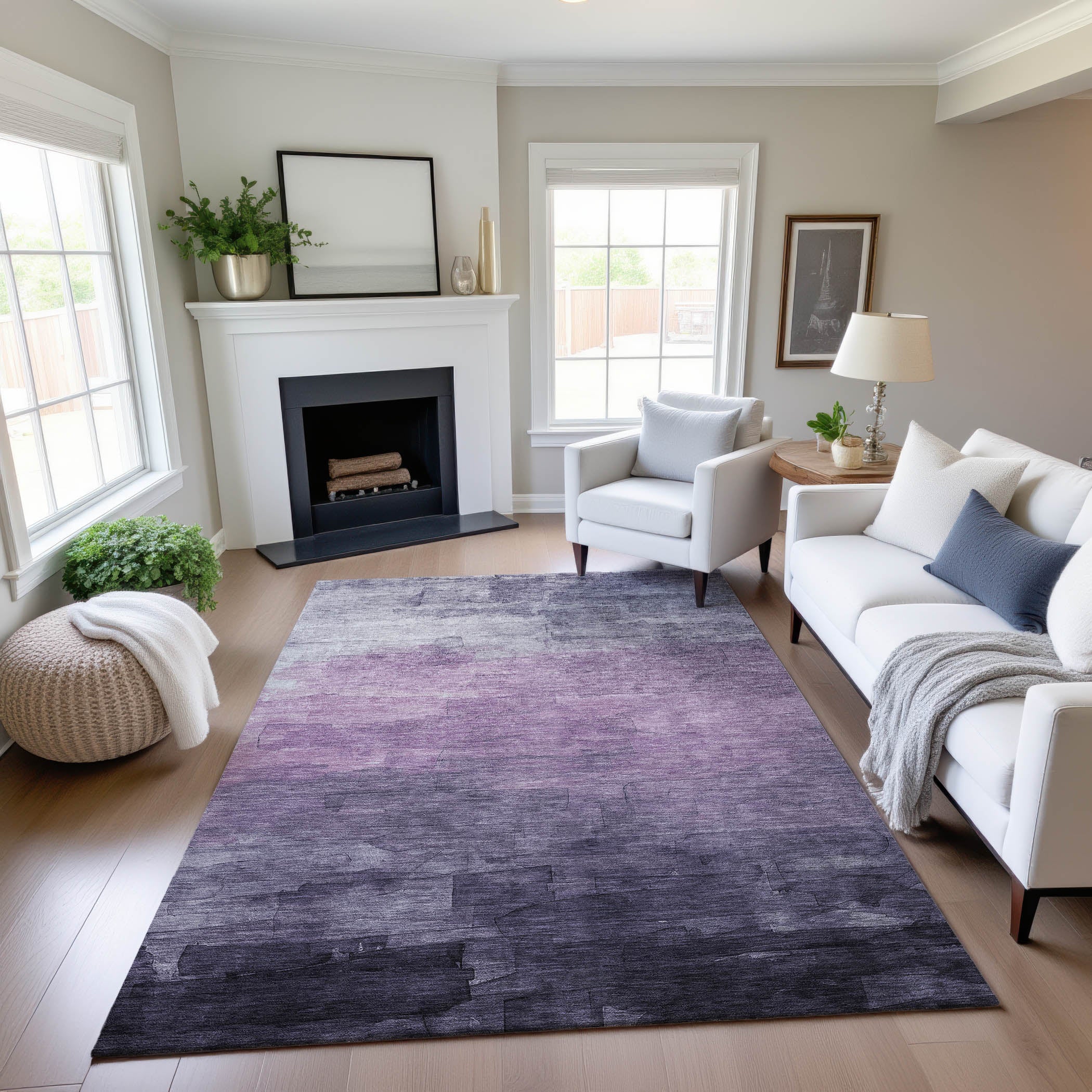 Budapest Machine Washable Transitional Lavender Purple Rug 2'6" x 3'10" #shape_Rectangle