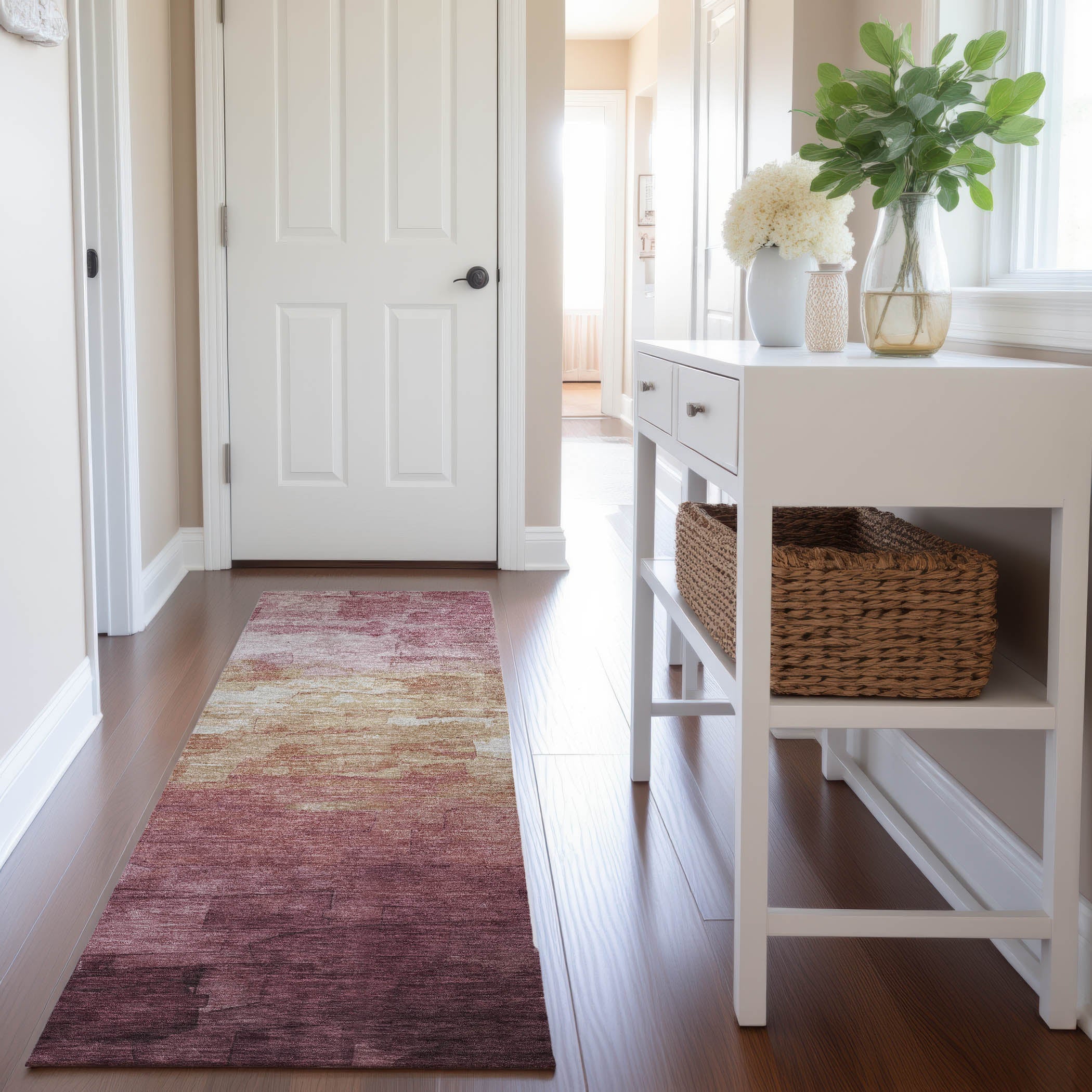 Budapest Machine Washable Transitional Mauve Pink Rug 2'3" x 7'6" #shape_Runner