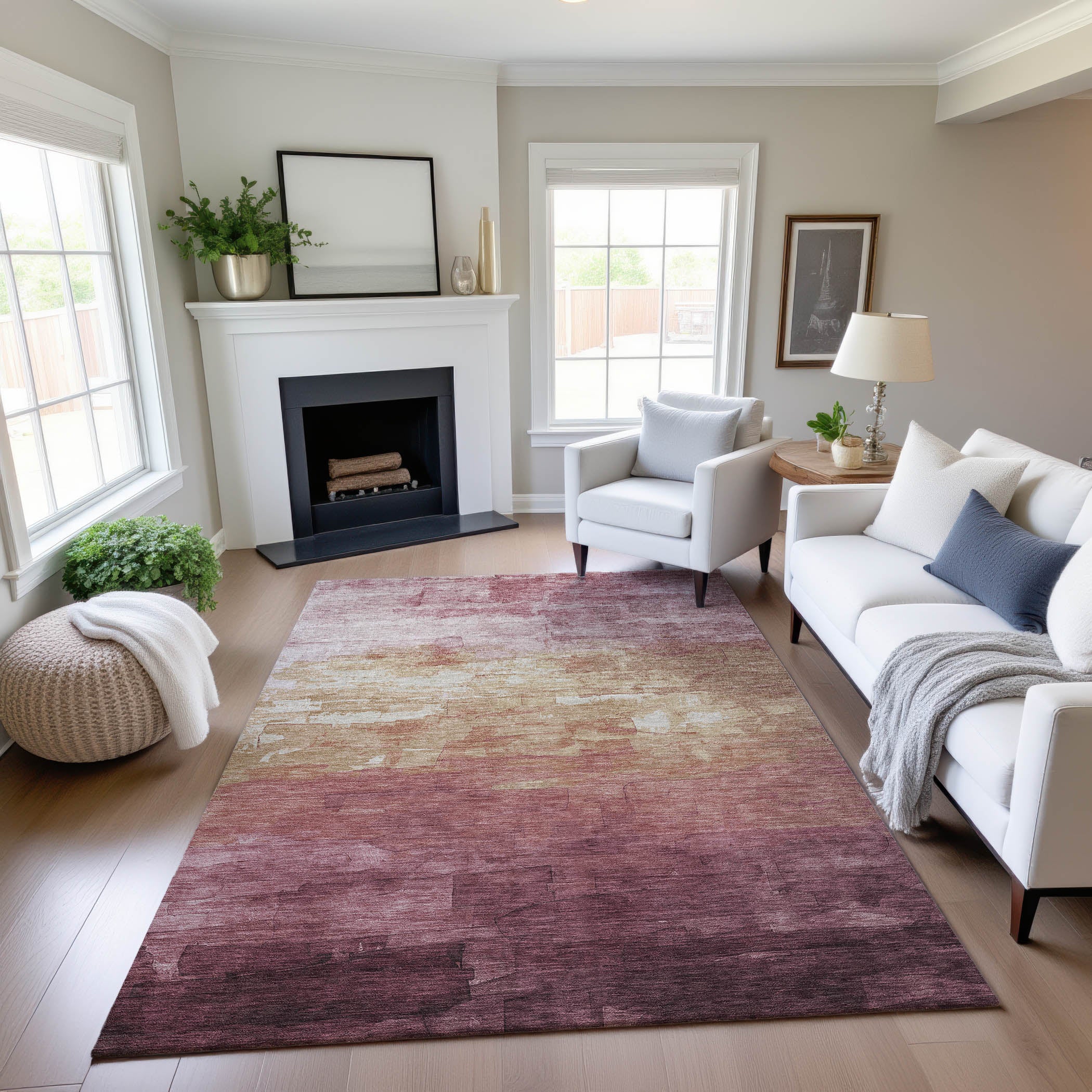 Budapest Machine Washable Transitional Mauve Pink Rug 2'6" x 3'10" #shape_Rectangle