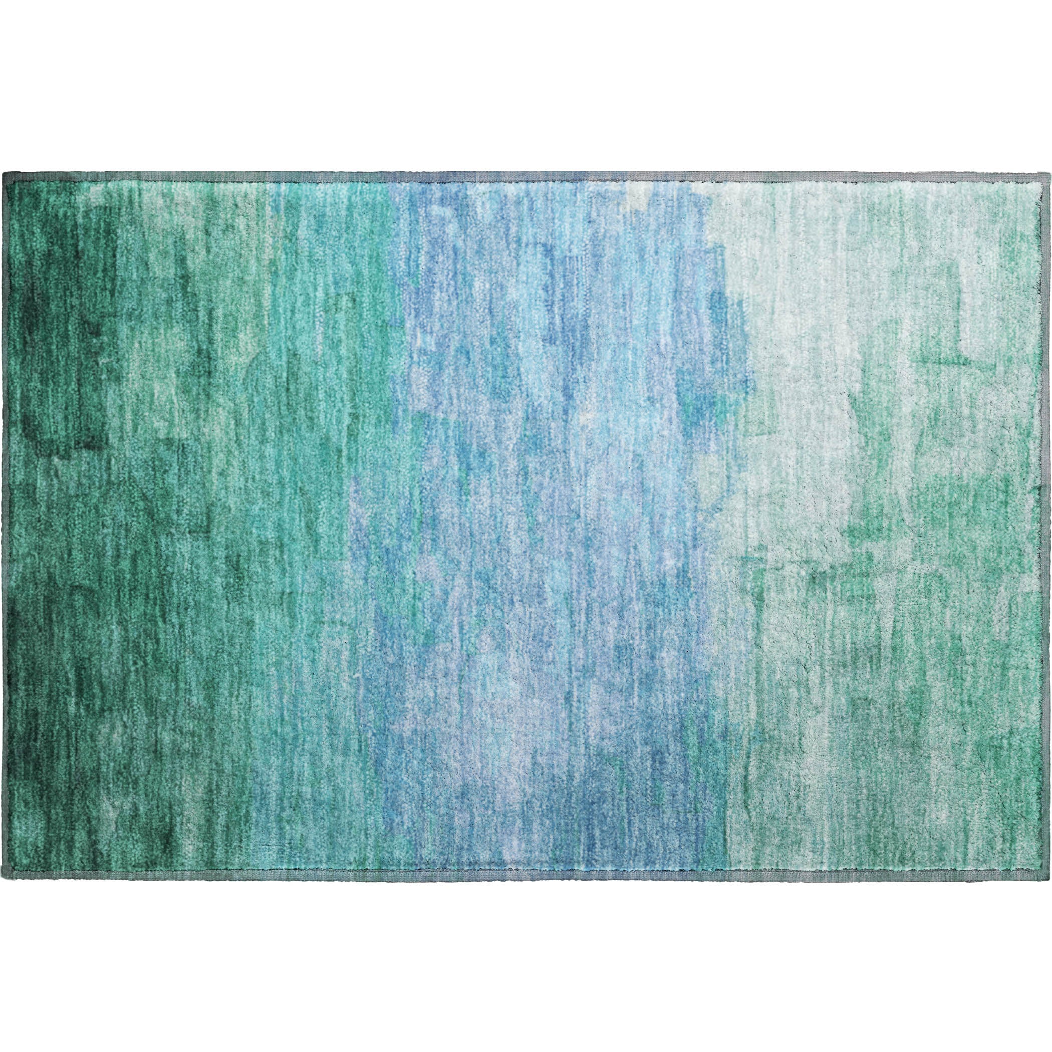 Budapest Machine Washable Transitional Teal Rug 1'8" x 2'6" #shape_Rectangle