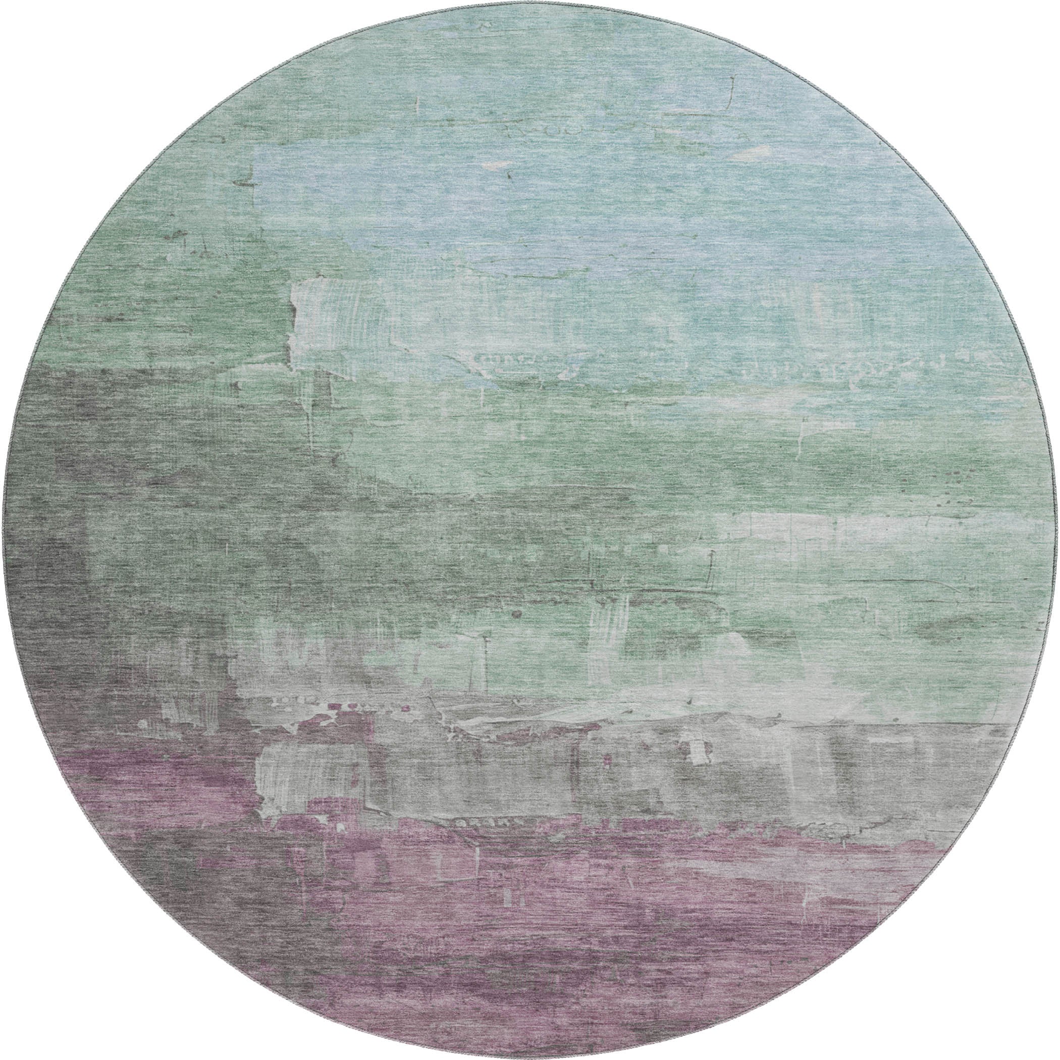 Valletta Machine Washable Transitional Aloe Green Rug 8' x 8' #shape_Round