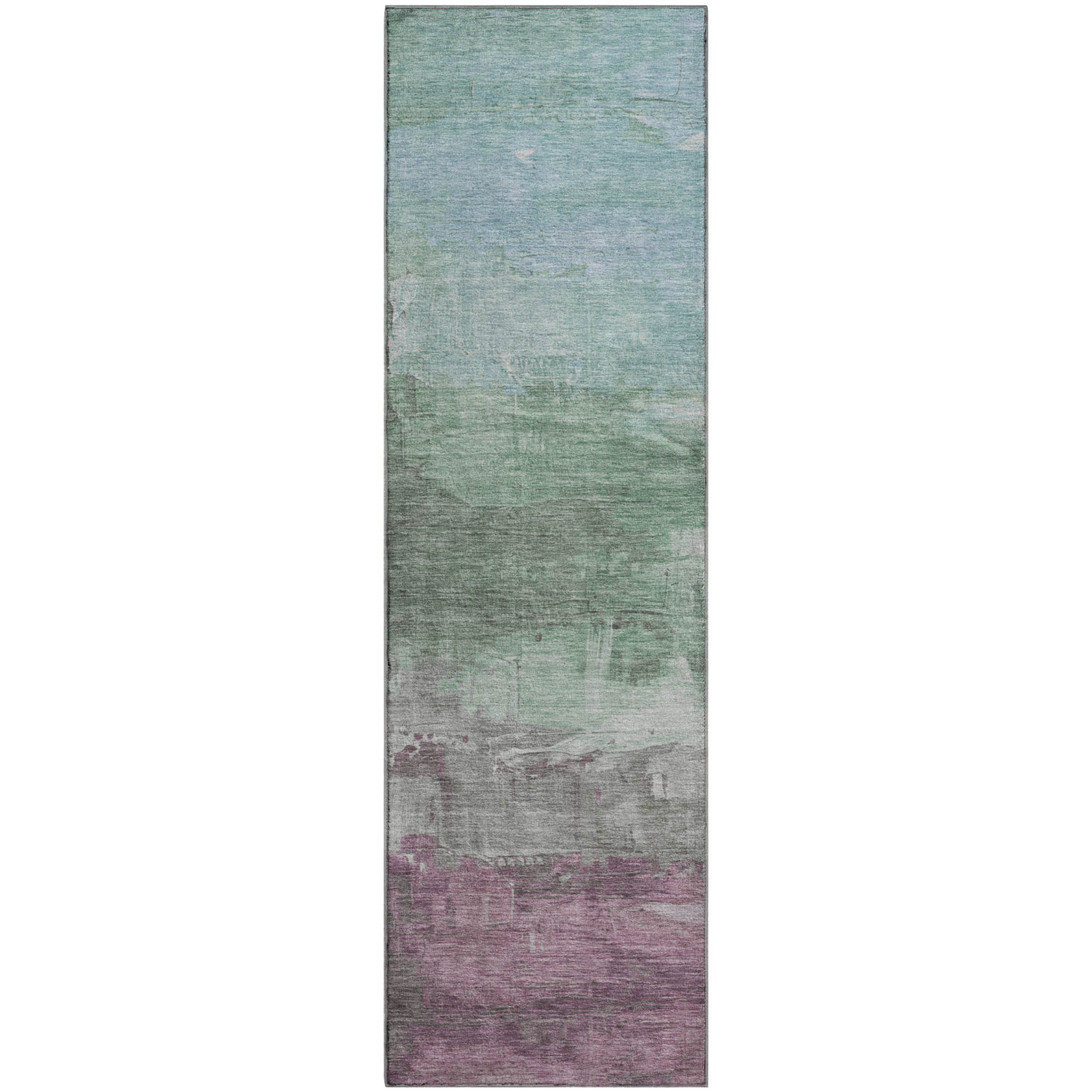 Valletta Machine Washable Transitional Aloe Green Rug 2'3" x 7'6" #shape_Runner