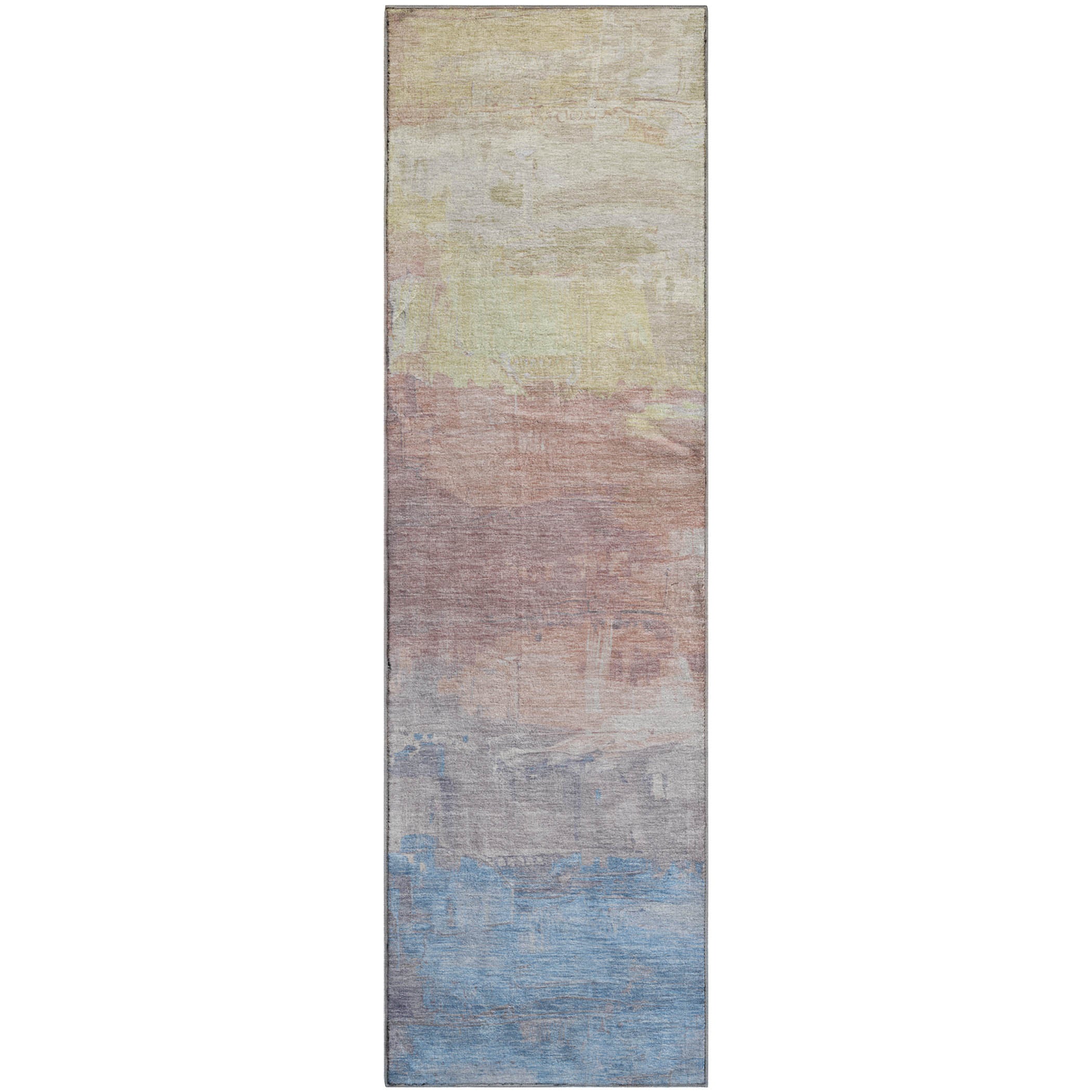 Valletta Machine Washable Transitional Beige Brown Rug 2'3" x 7'6" #shape_Runner