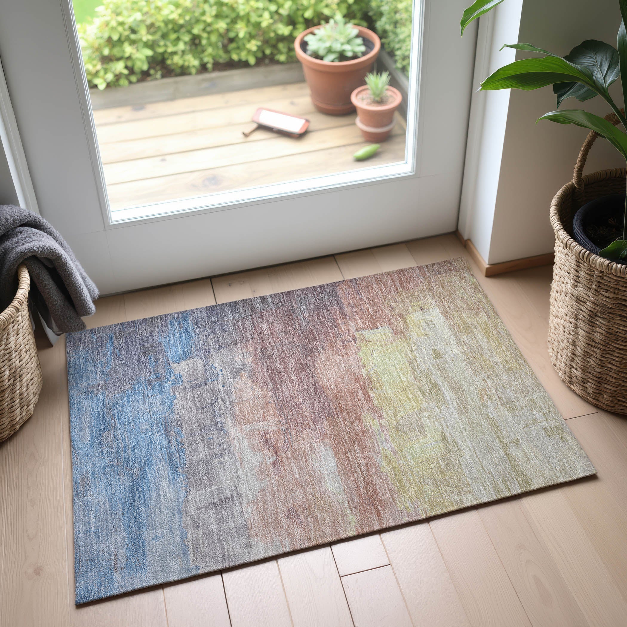 Valletta Machine Washable Transitional Beige Brown Rug 1'8" x 2'6" #shape_Rectangle