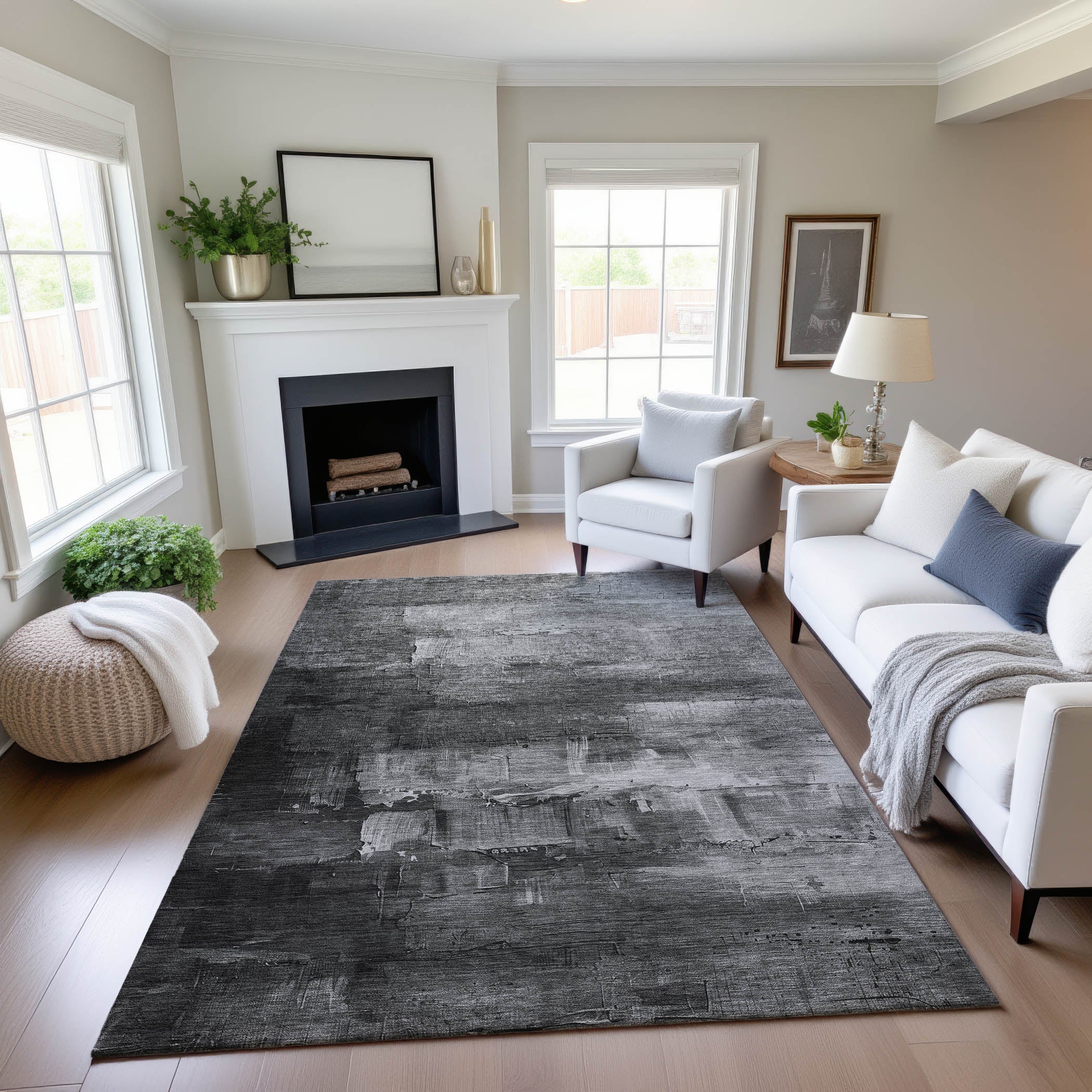 Valletta Machine Washable Transitional Gray Rug 2'6" x 3'10" #shape_Rectangle