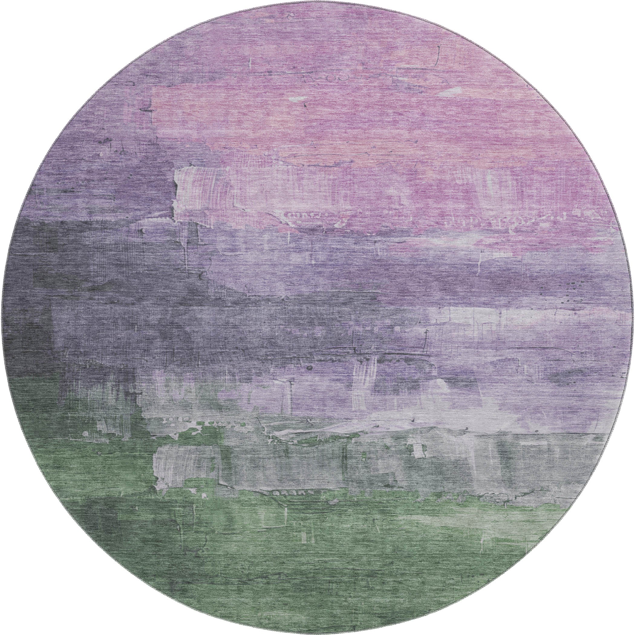 Valletta Machine Washable Transitional Lavender Purple Rug 8' x 8' #shape_Round