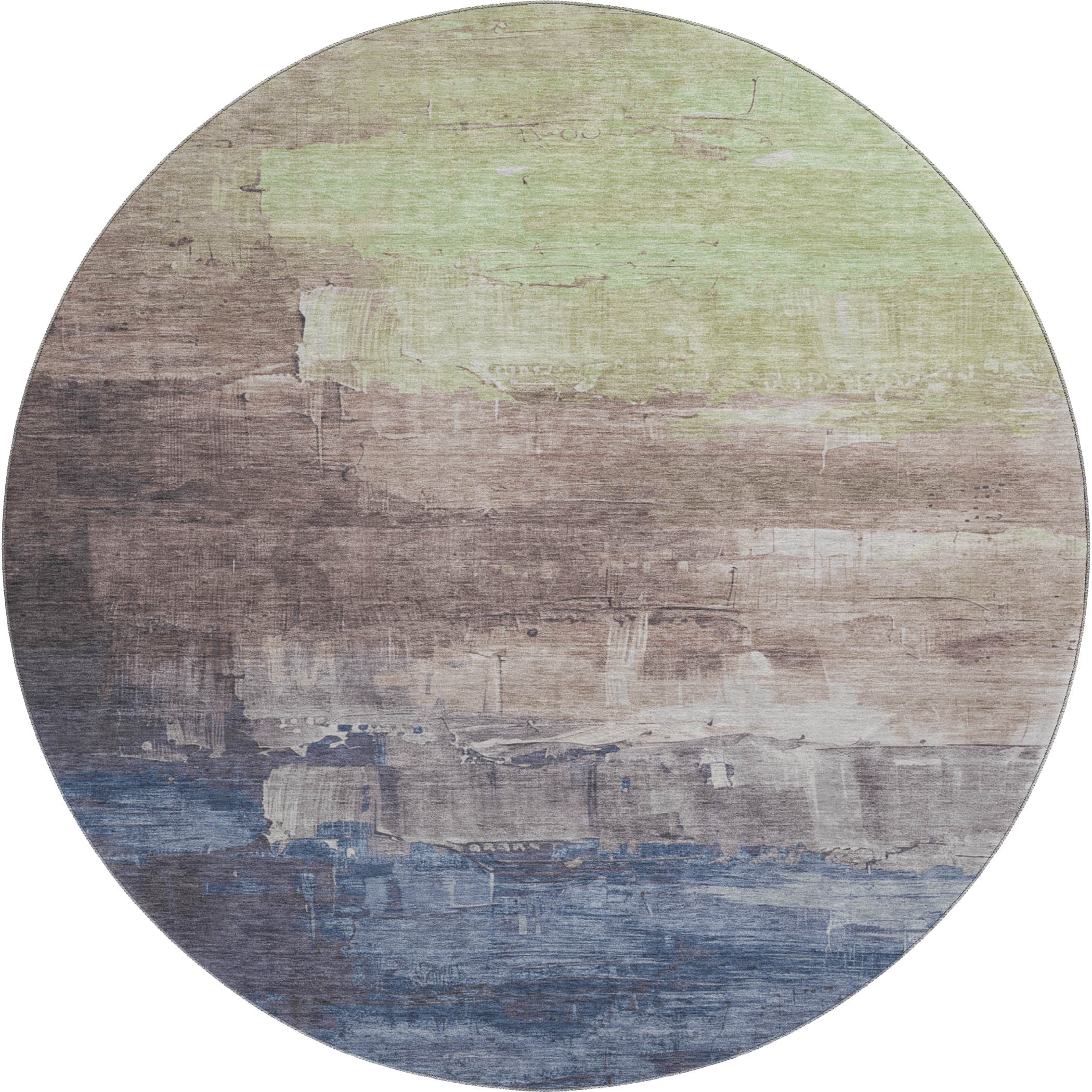 Valletta Machine Washable Transitional Mocha Brown Rug 8' x 8' #shape_Round