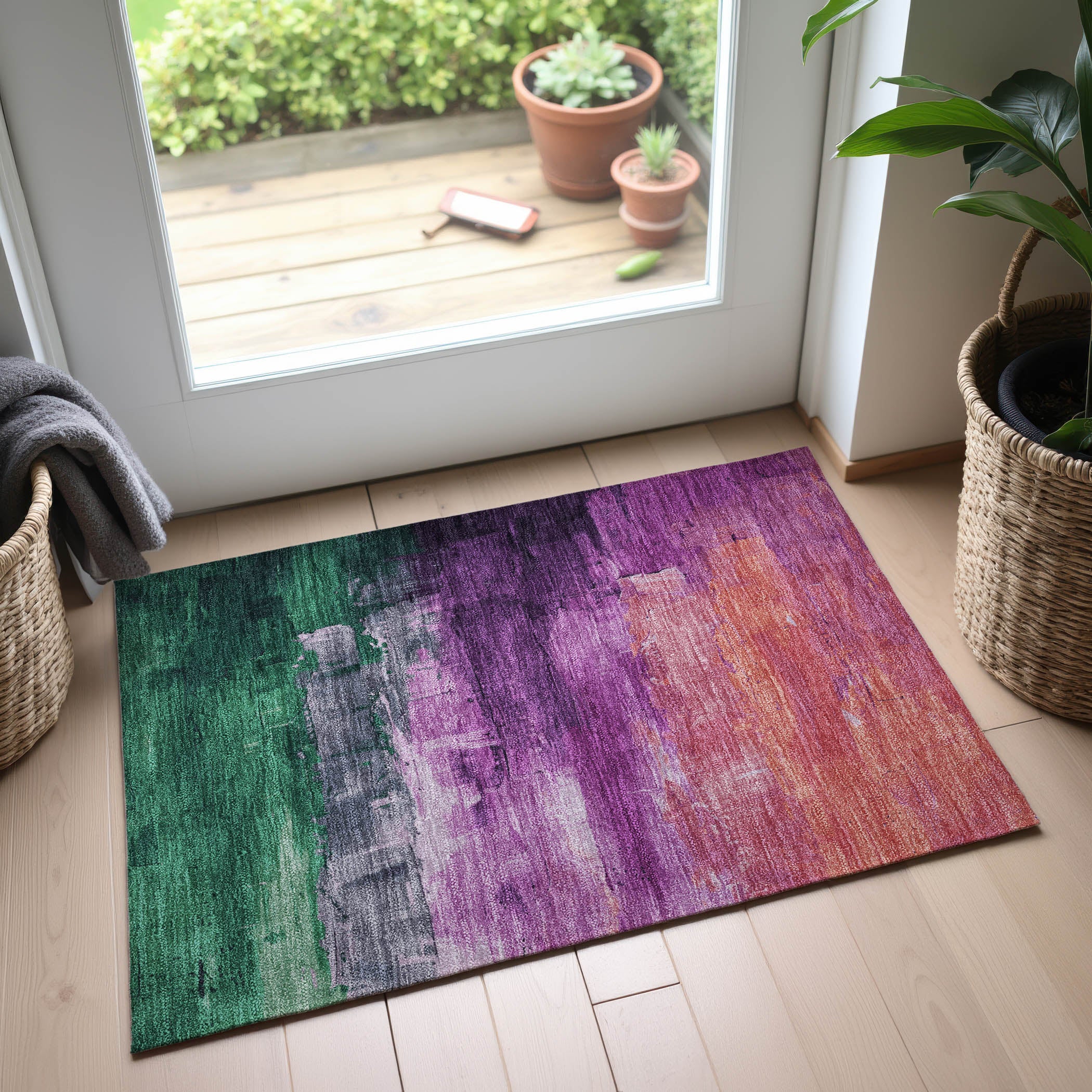 Valletta Machine Washable Transitional Purple Rug 1'8" x 2'6" #shape_Rectangle