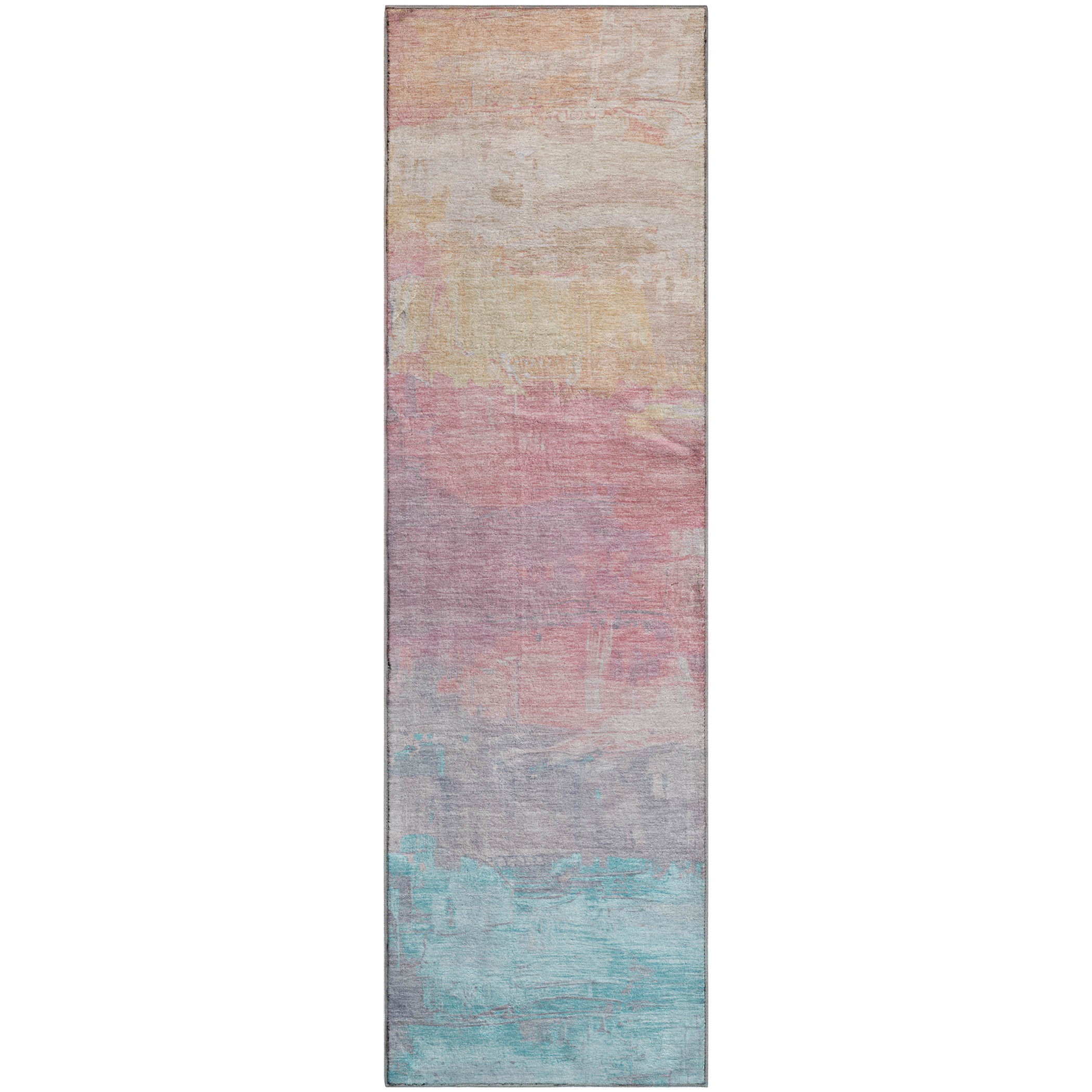 Valletta Machine Washable Transitional Salmon Orange Rug 2'3" x 7'6" #shape_Runner