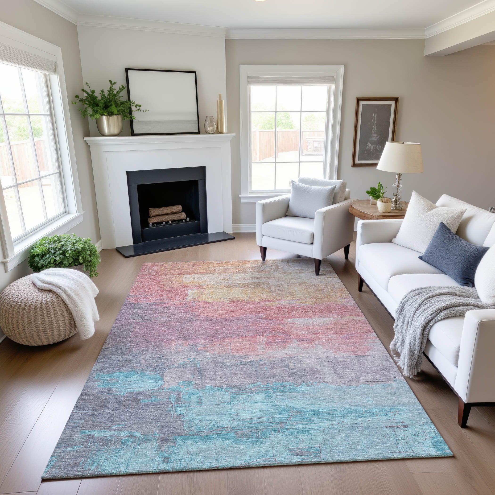 Valletta Machine Washable Transitional Salmon Orange Rug 2'6" x 3'10" #shape_Rectangle