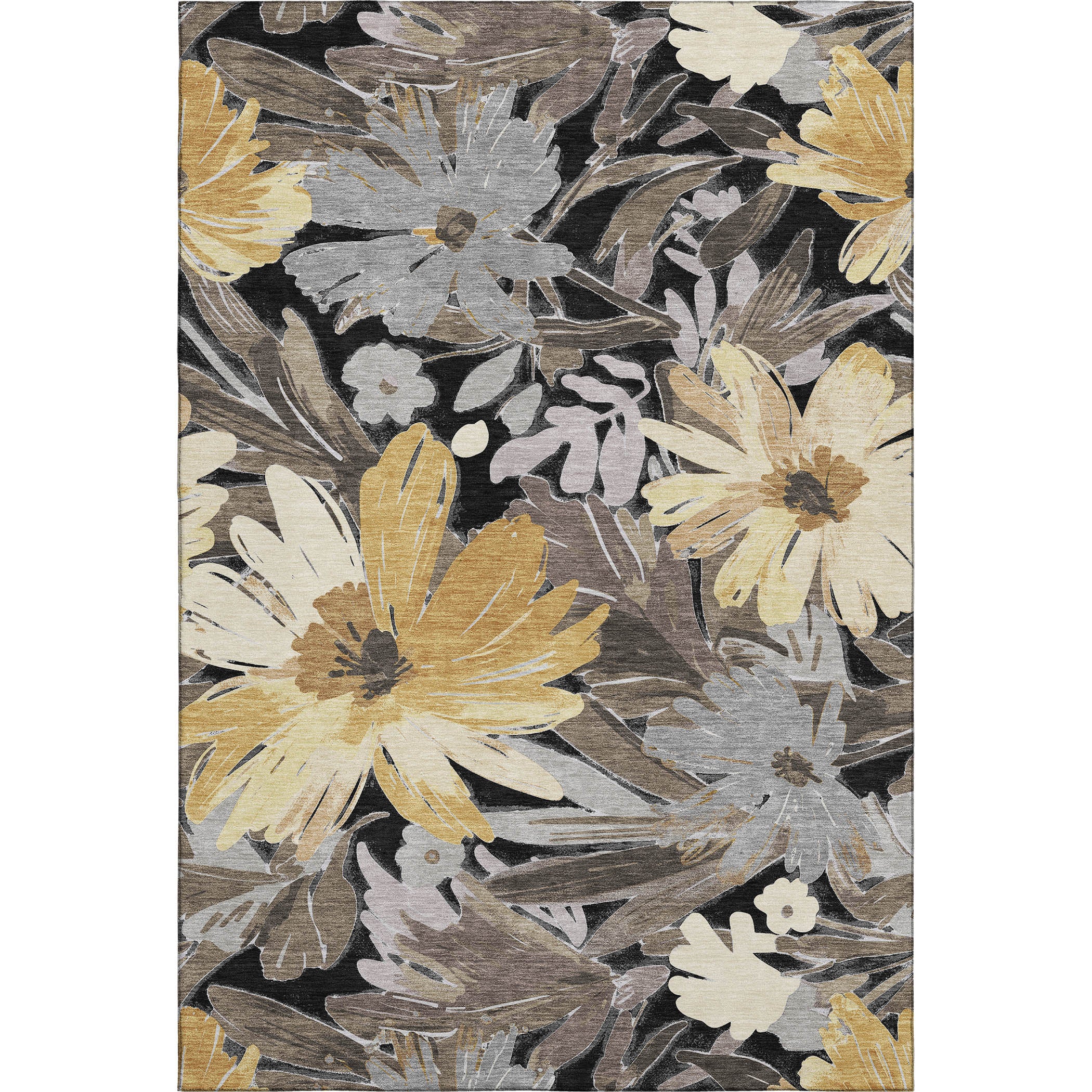 Seoul Machine Washable Transitional Black Rug 2'6" x 3'10" #shape_Rectangle