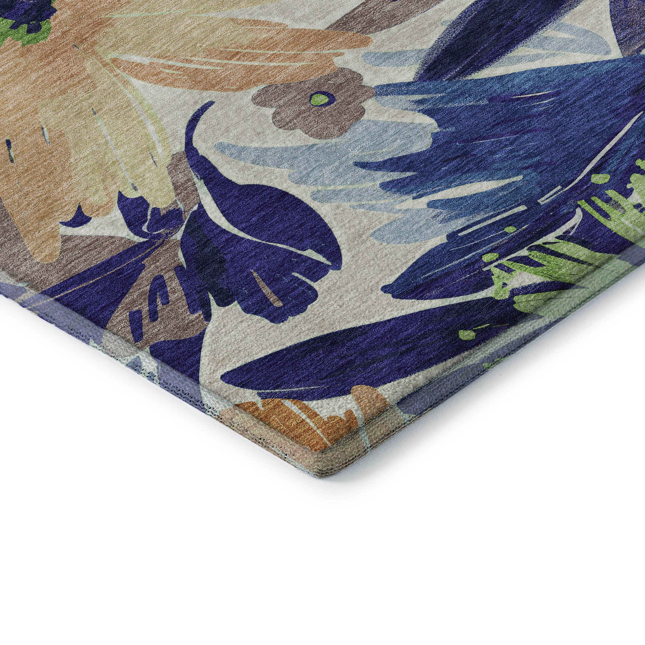 Seoul Machine Washable Transitional Navy Blue Rug 1'8" x 2'6" #shape_Rectangle