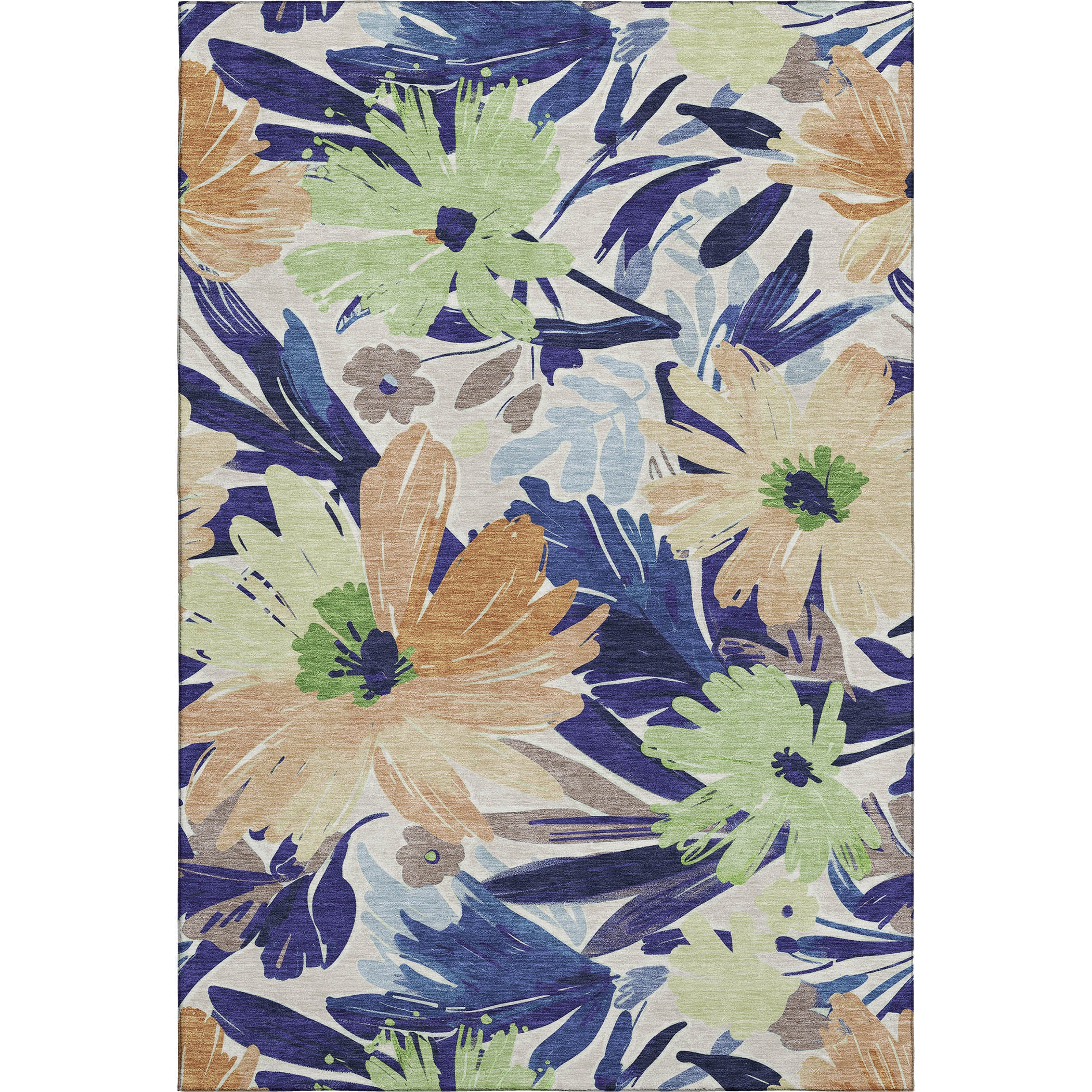 Seoul Machine Washable Transitional Navy Blue Rug 2'6" x 3'10" #shape_Rectangle