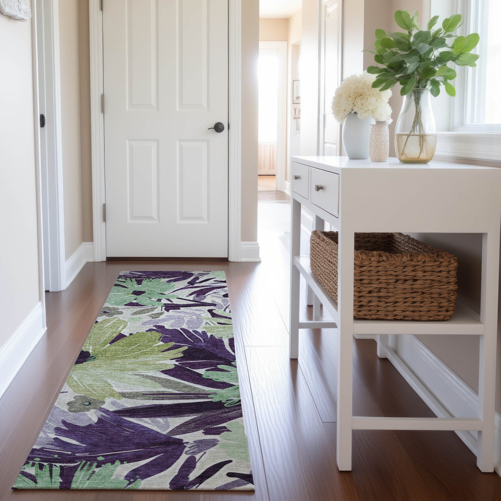 Seoul Machine Washable Transitional Purple Rug 2'3" x 7'6" #shape_Runner