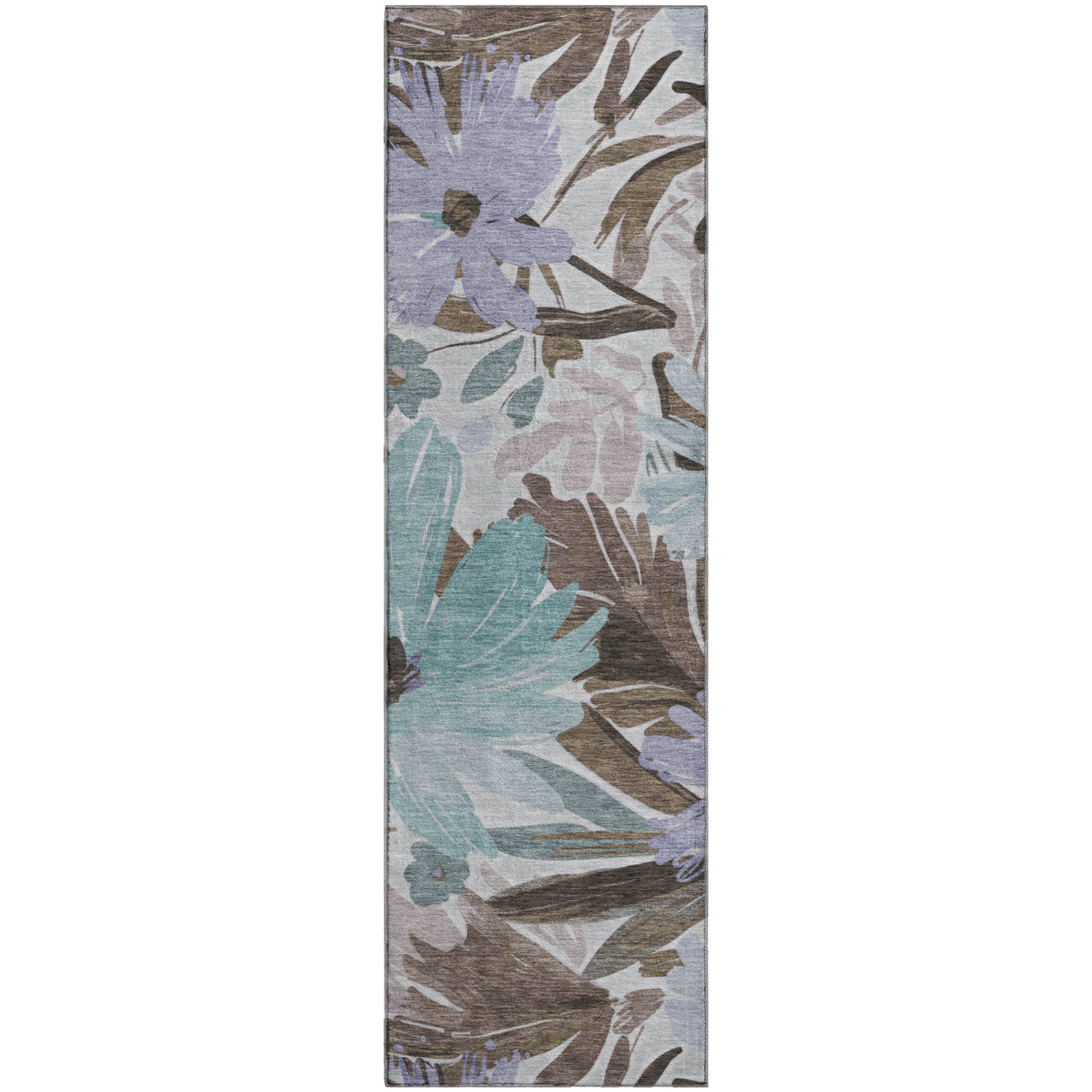 Seoul Machine Washable Transitional Taupe Brown Rug 2'3" x 7'6" #shape_Runner