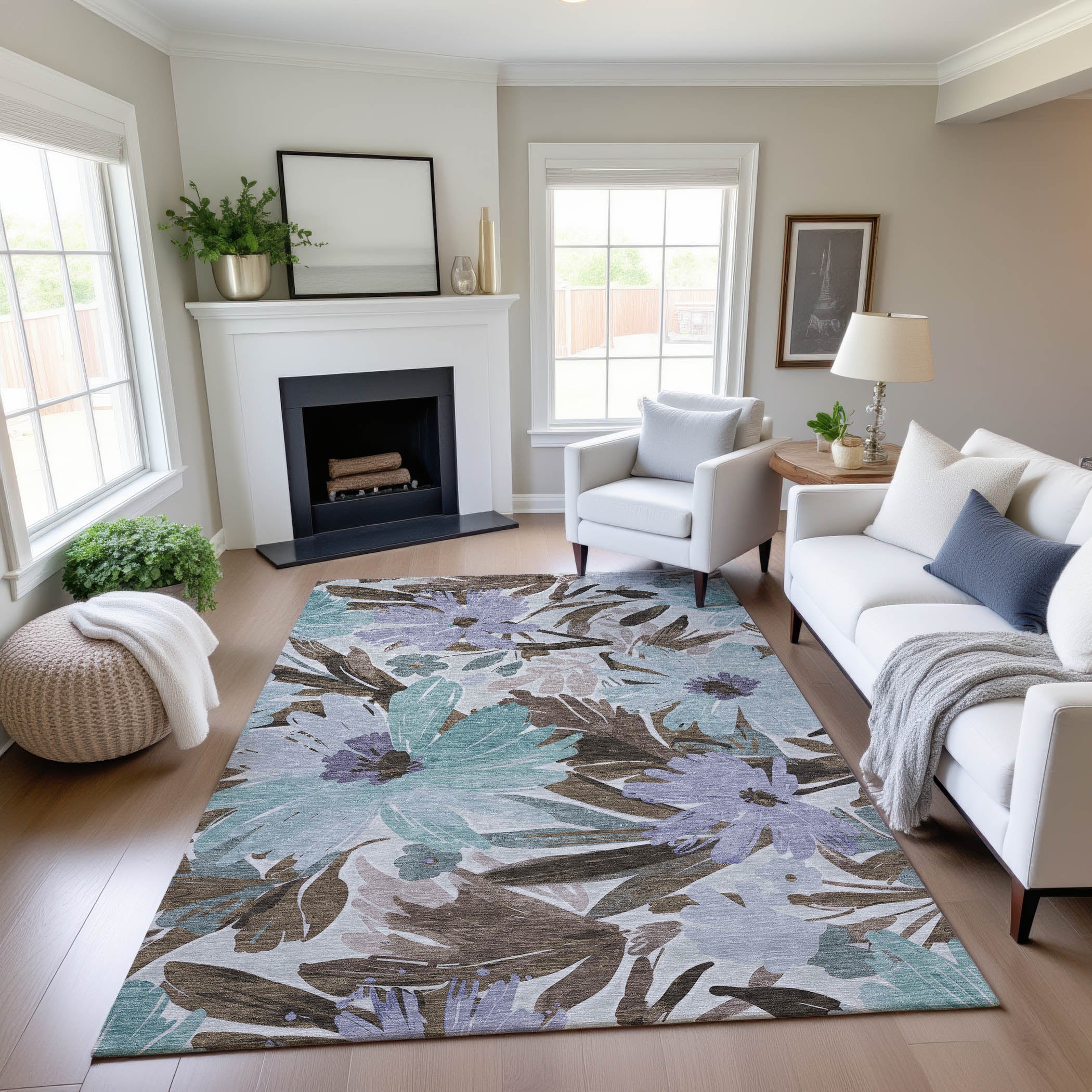 Seoul Machine Washable Transitional Taupe Brown Rug 2'6" x 3'10" #shape_Rectangle