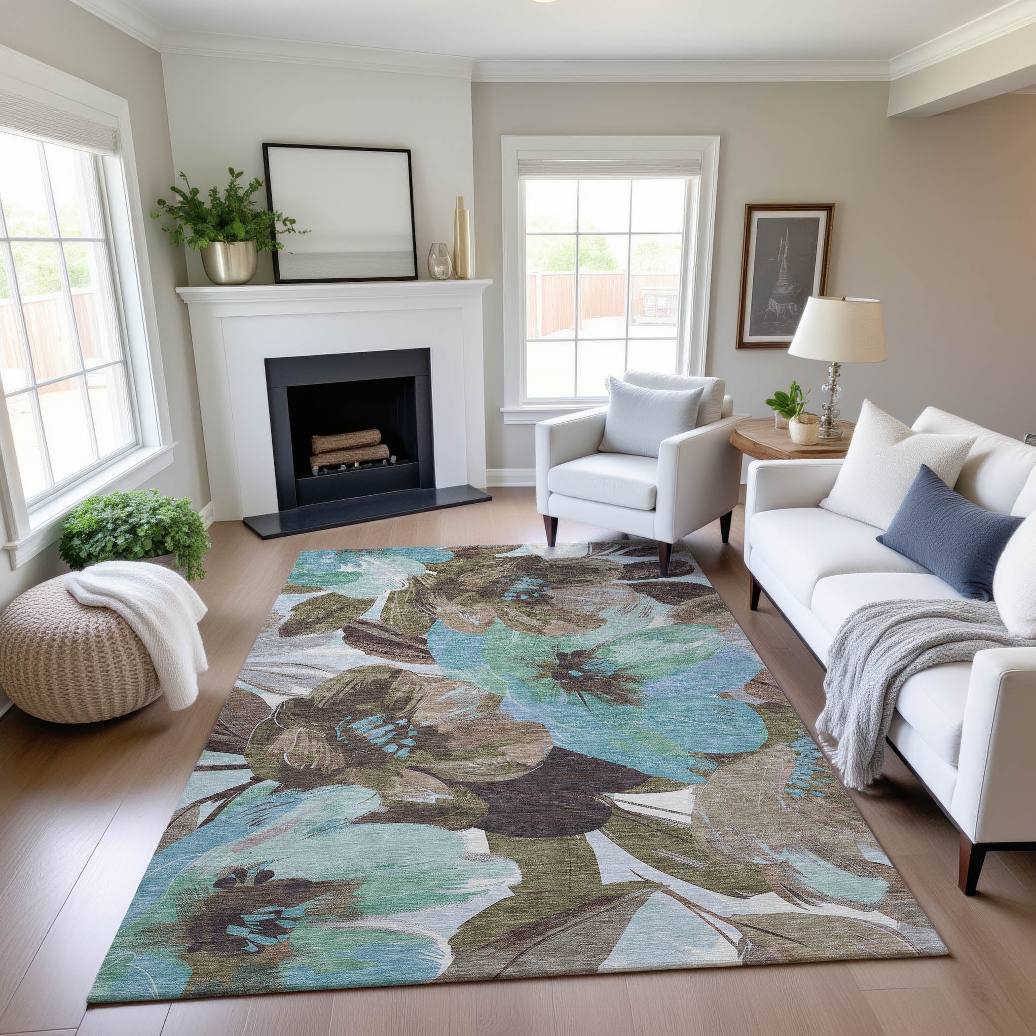 Oslo Machine Washable Transitional Khaki Brown Rug 2'6" x 3'10" #shape_Rectangle