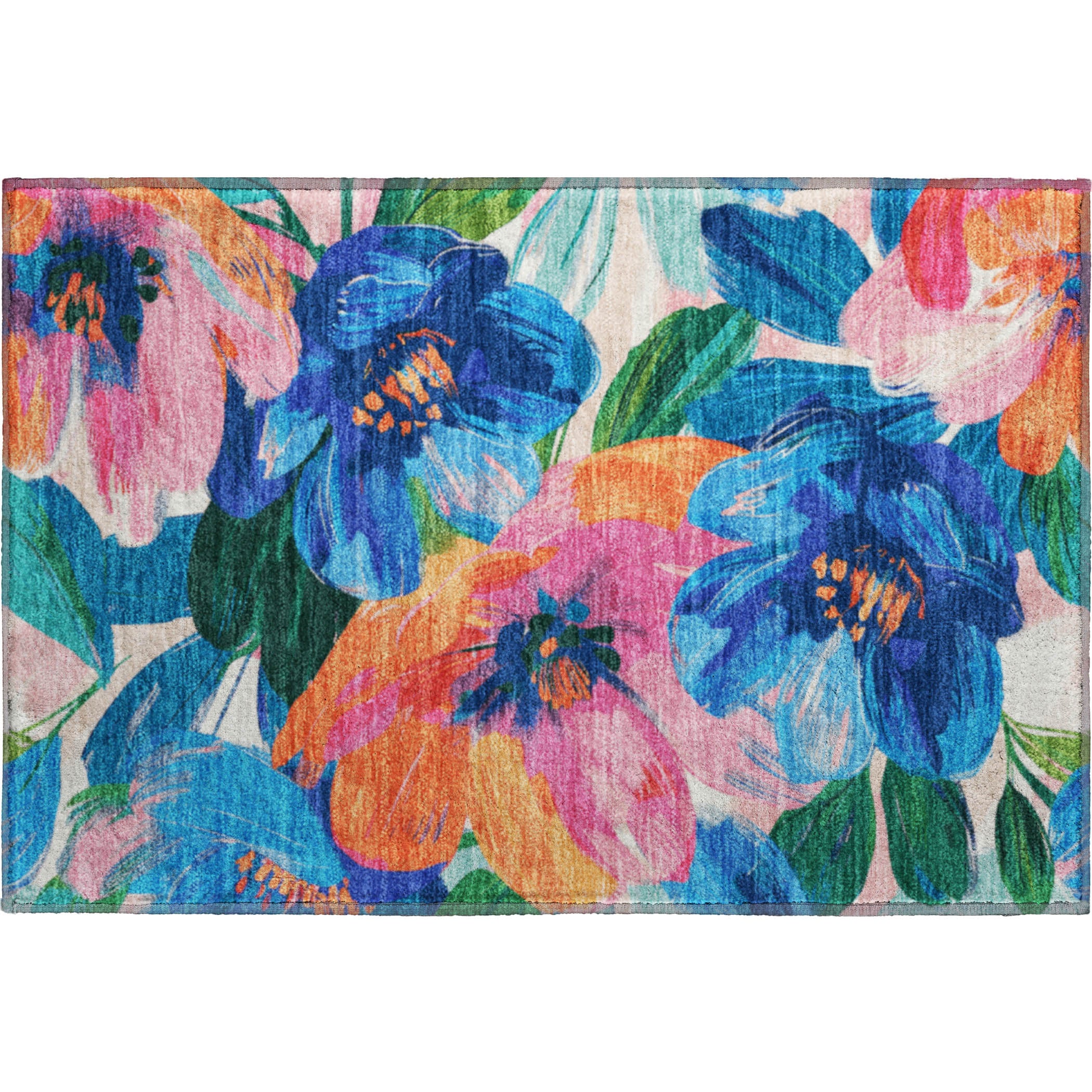 Oslo Machine Washable Transitional Navy Blue Rug 1'8" x 2'6" #shape_Rectangle