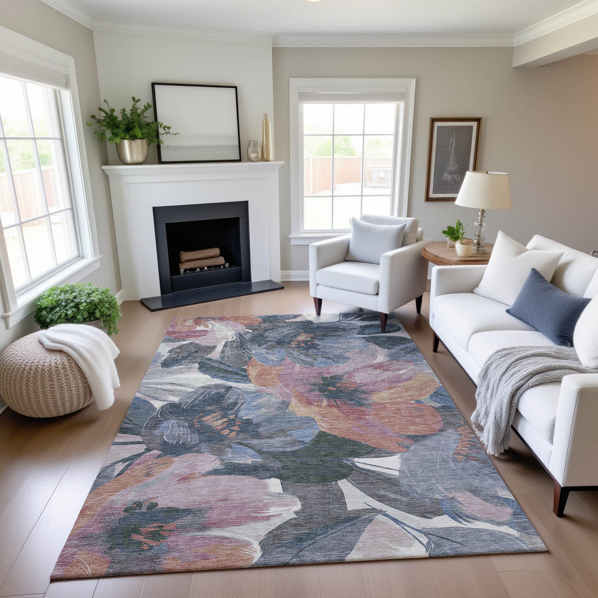 Oslo Machine Washable Transitional Pewter Gray Rug 2'6" x 3'10" #shape_Rectangle