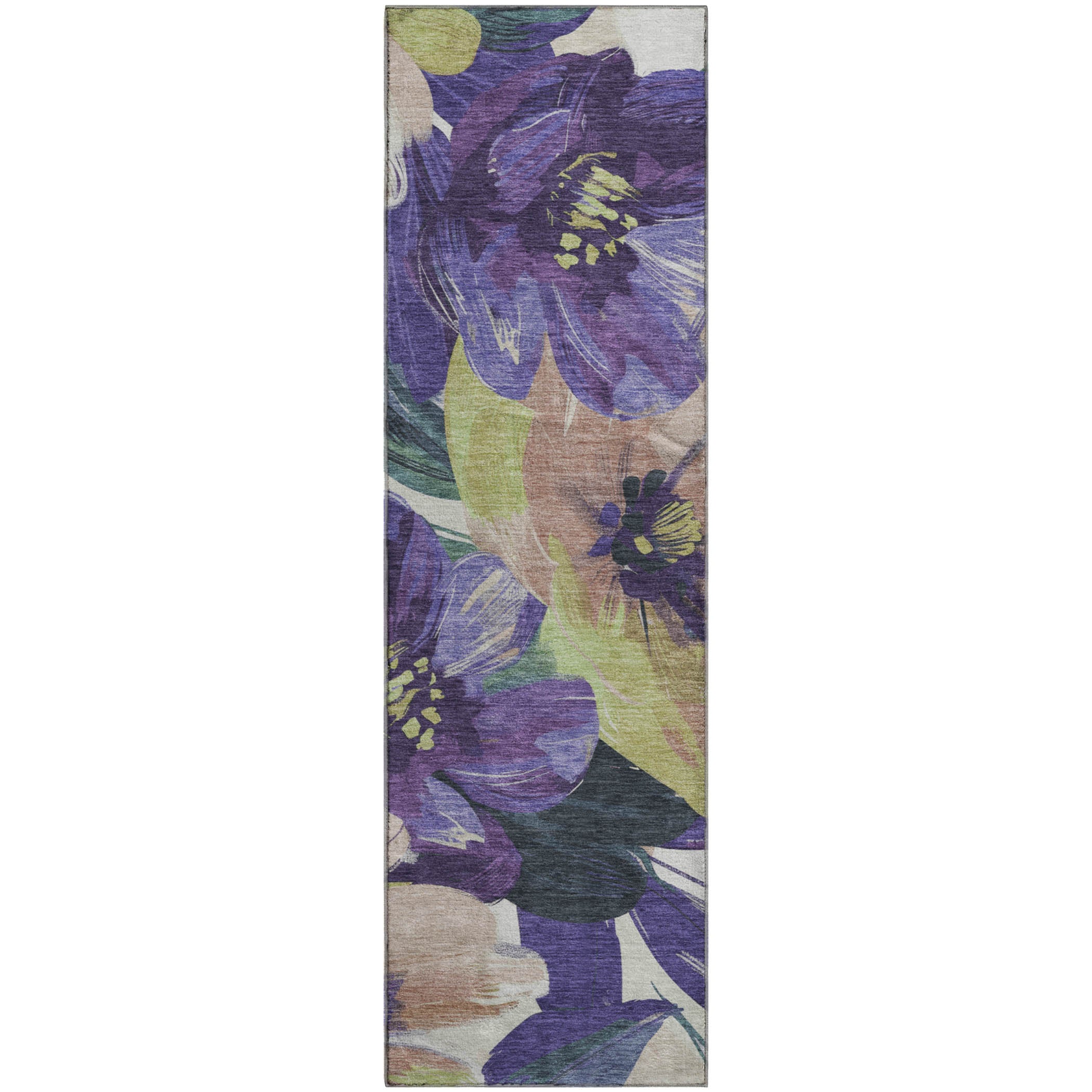Oslo Machine Washable Transitional Purple Rug 2'3" x 7'6" #shape_Runner