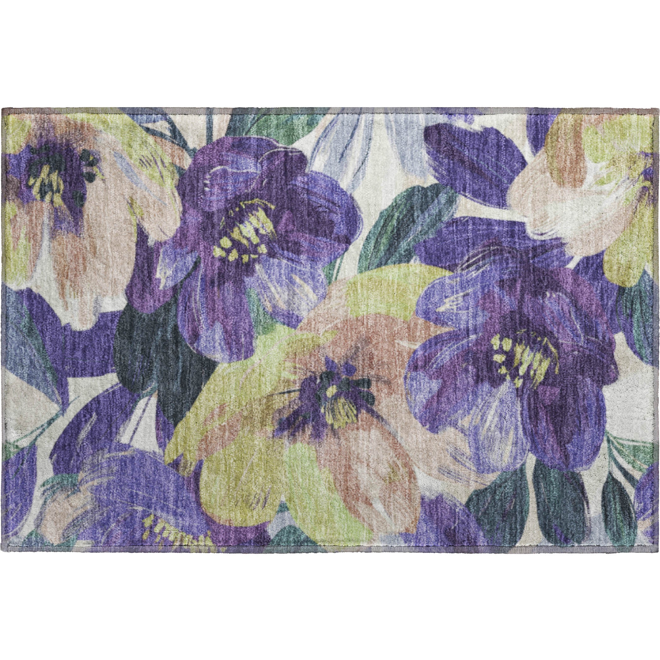 Oslo Machine Washable Transitional Purple Rug 1'8" x 2'6" #shape_Rectangle