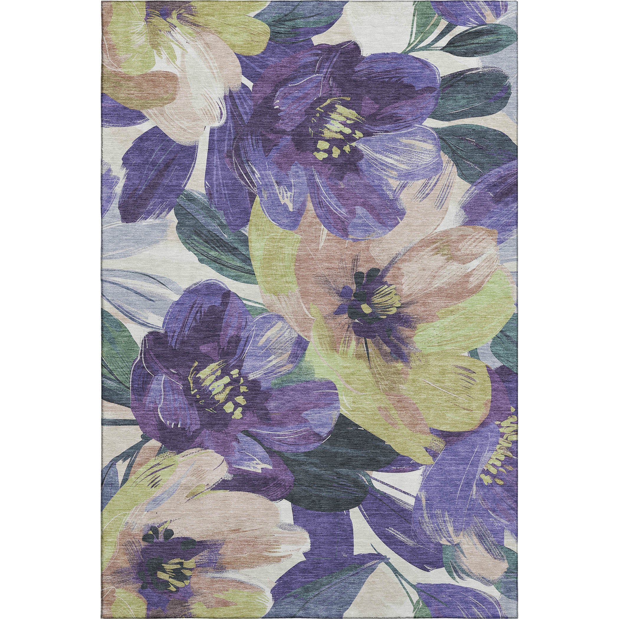 Oslo Machine Washable Transitional Purple Rug 2'6" x 3'10" #shape_Rectangle
