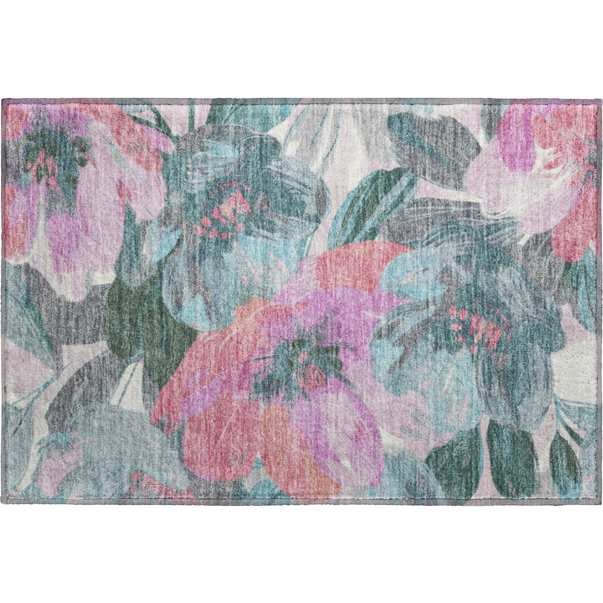 Oslo Machine Washable Transitional Teal Rug 1'8" x 2'6" #shape_Rectangle