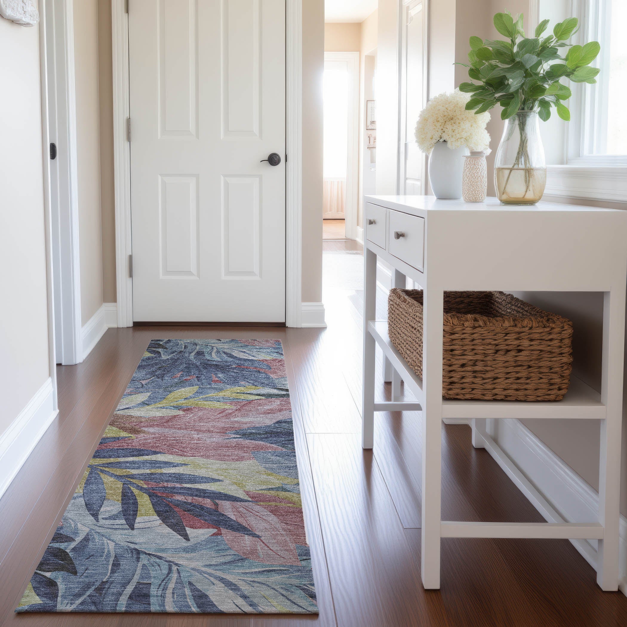 Istanbul Machine Washable Transitional Denim Blue Rug 2'3" x 7'6" #shape_Runner