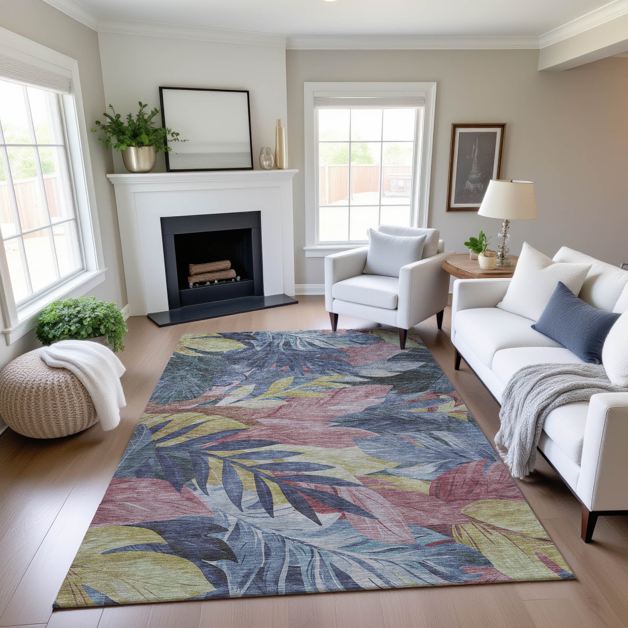 Istanbul Machine Washable Transitional Denim Blue Rug 2'6" x 3'10" #shape_Rectangle