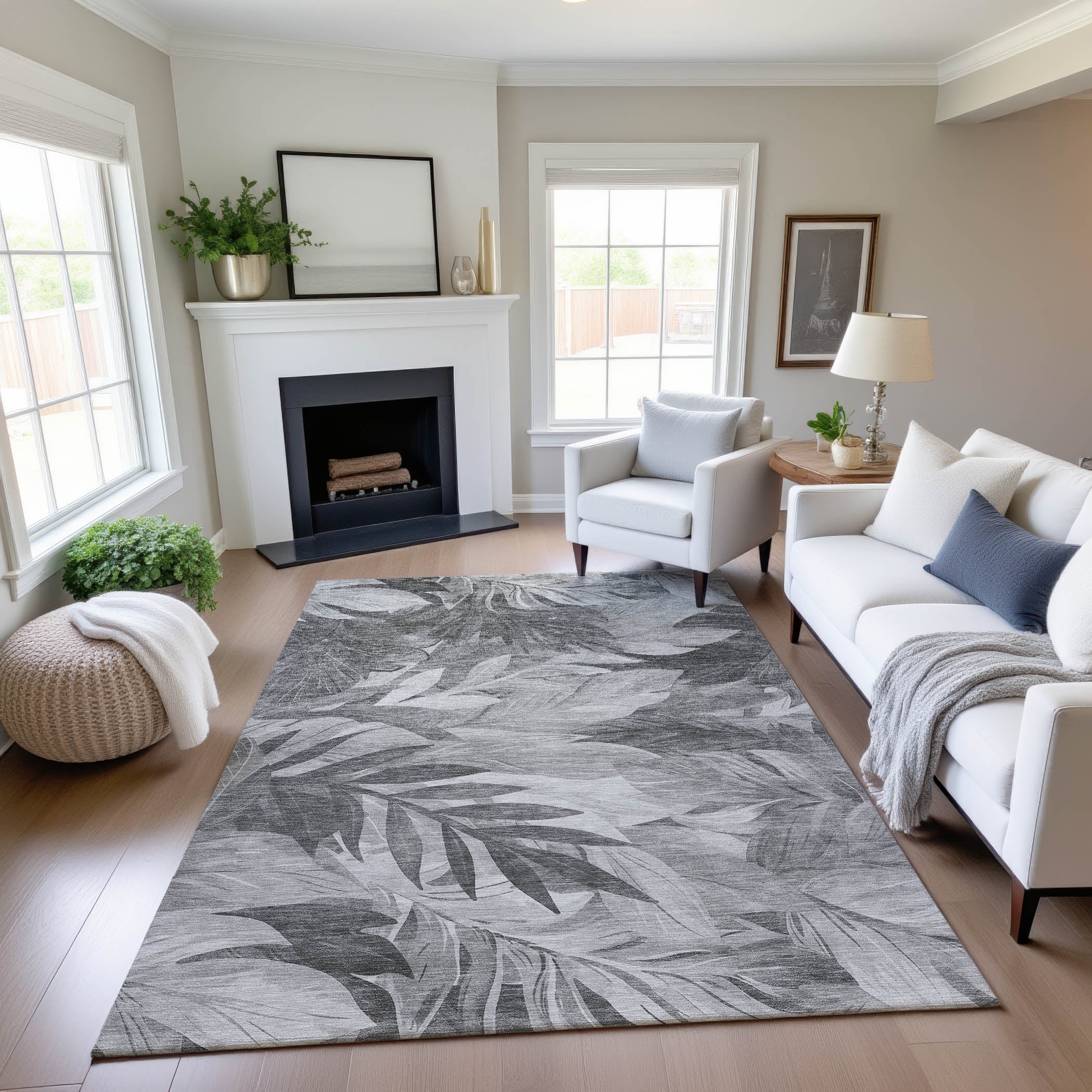 Istanbul Machine Washable Transitional Gray Rug 2'6" x 3'10" #shape_Rectangle