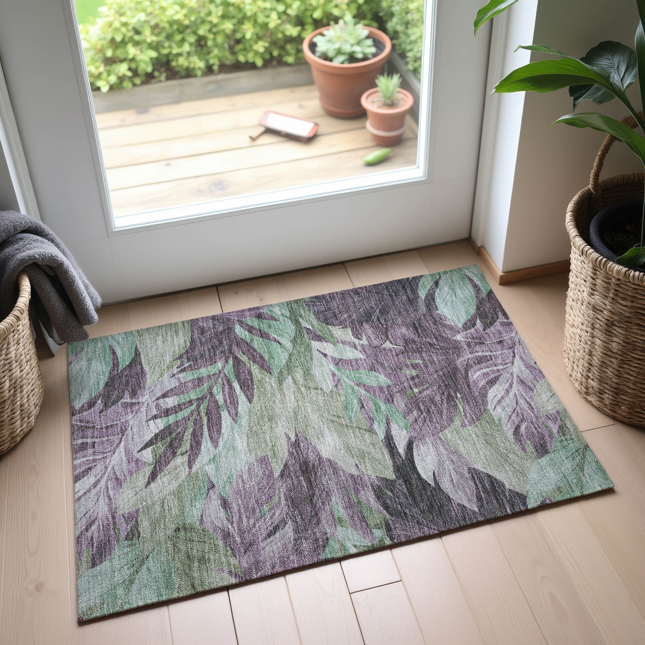 Istanbul Machine Washable Transitional Lavender Purple Rug 1'8" x 2'6" #shape_Rectangle