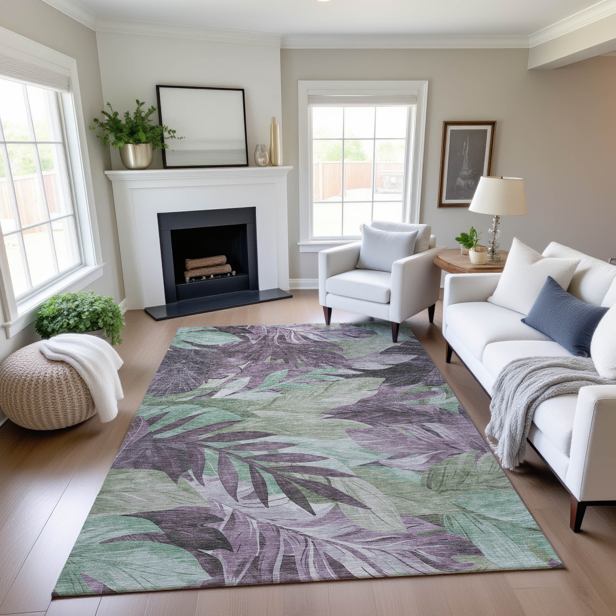 Istanbul Machine Washable Transitional Lavender Purple Rug 2'6" x 3'10" #shape_Rectangle