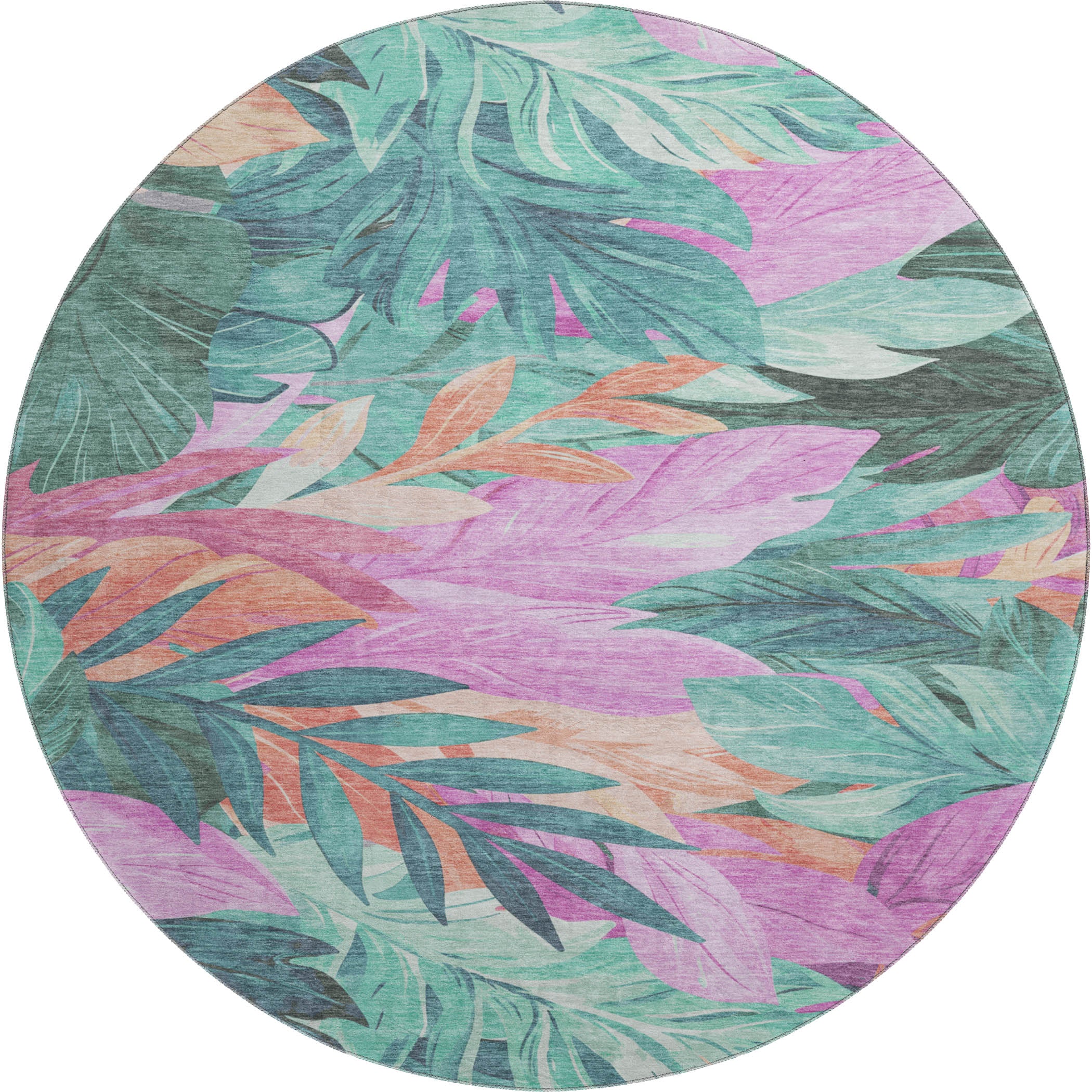 Istanbul Machine Washable Transitional Teal Rug 8' x 8' #shape_Round