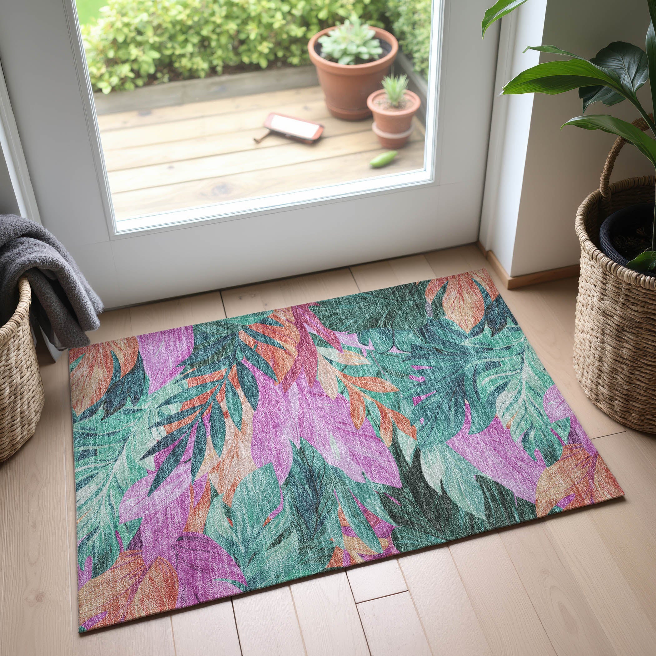Istanbul Machine Washable Transitional Teal Rug 1'8" x 2'6" #shape_Rectangle