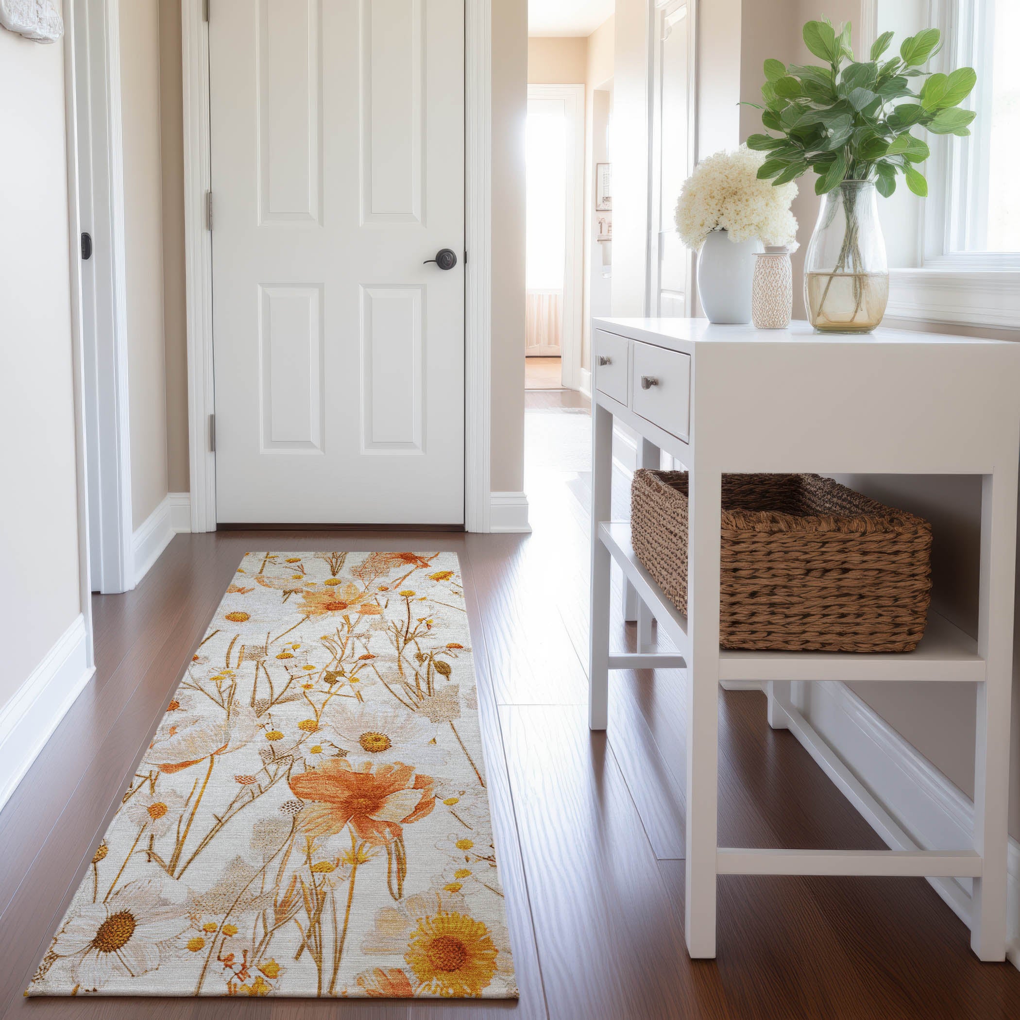 Florence Machine Washable Transitional Ivory Rug 2'3" x 7'6" #shape_Runner