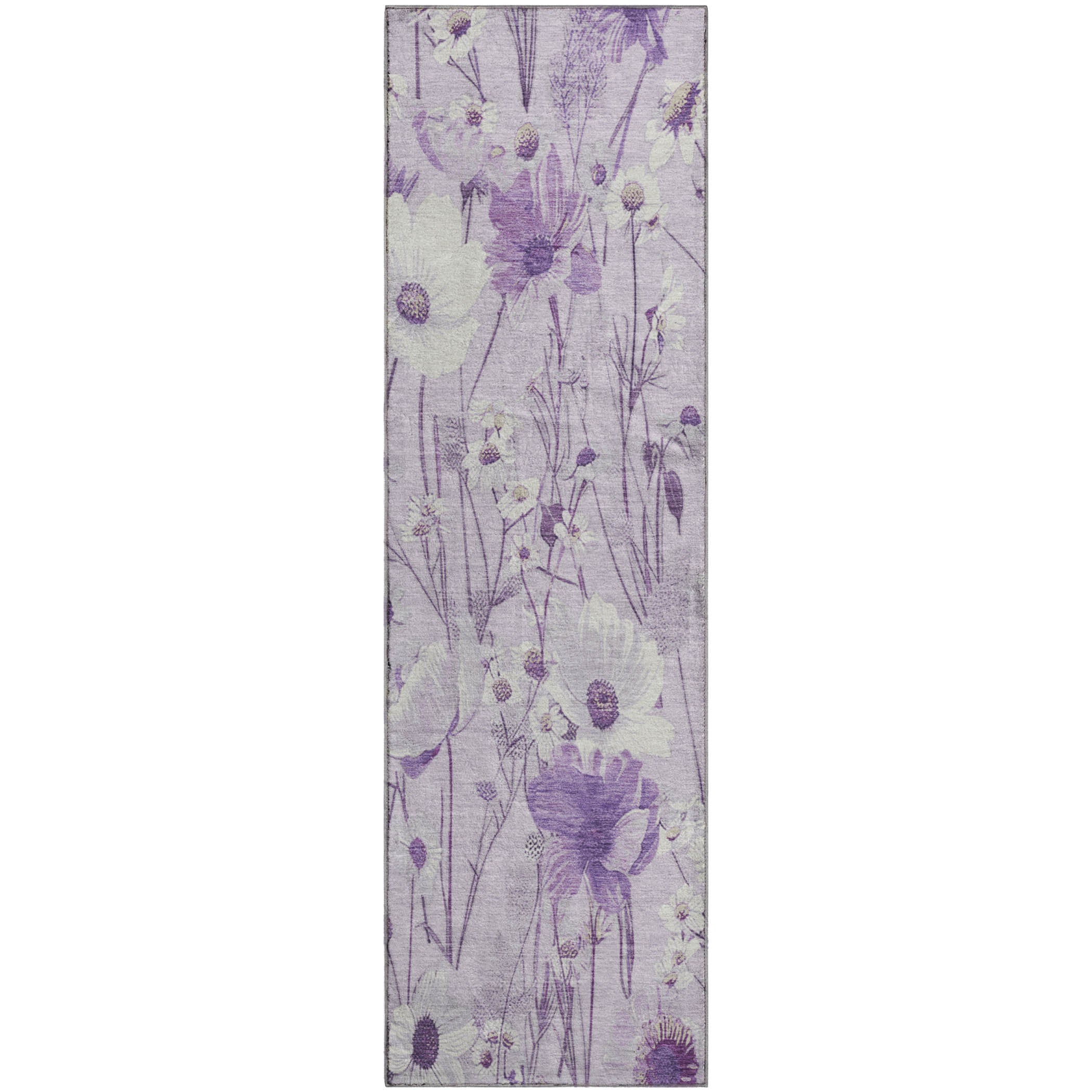 Florence Machine Washable Transitional Lavender Purple Rug 2'3" x 7'6" #shape_Runner