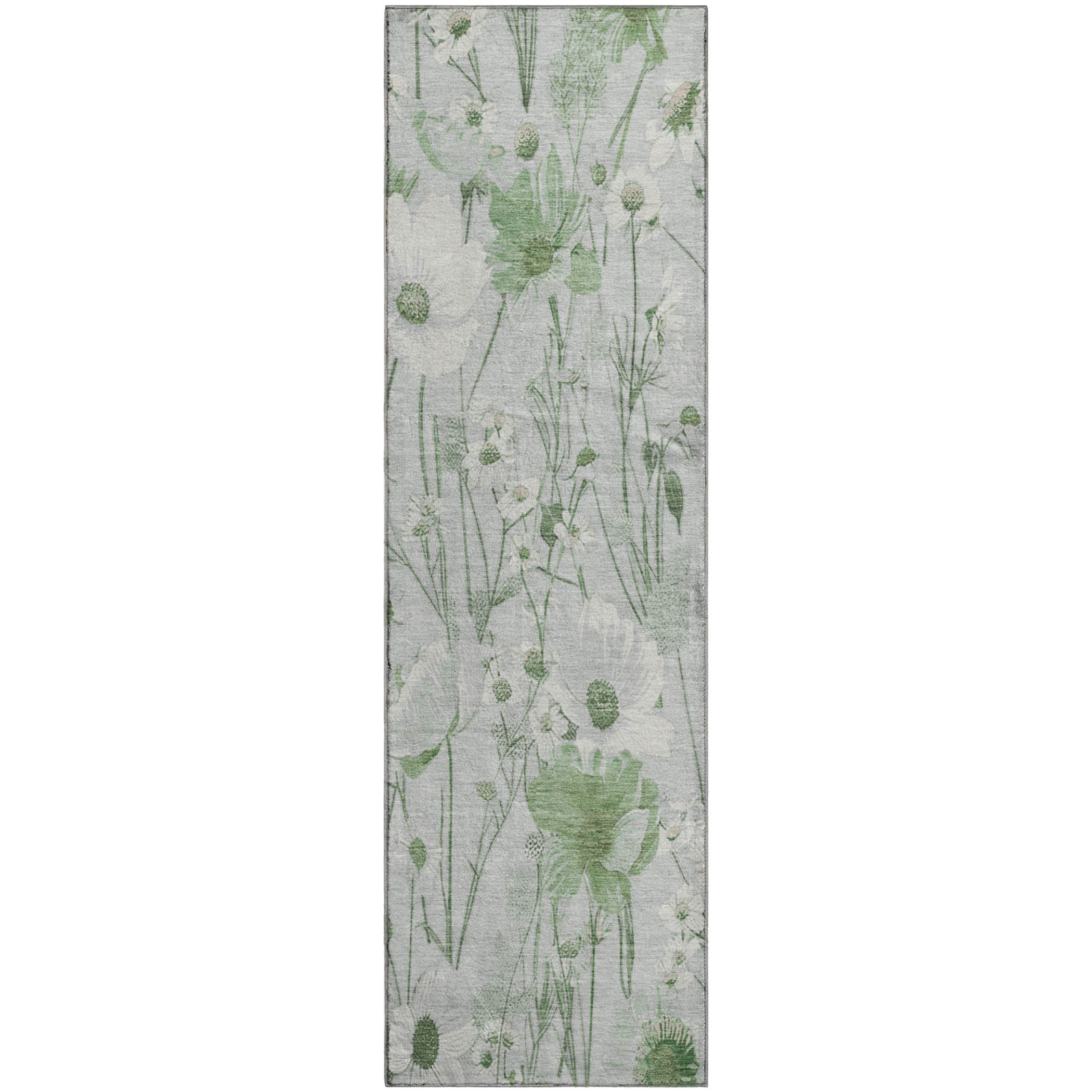 Florence Machine Washable Transitional Mint Green Rug 2'3" x 7'6" #shape_Runner