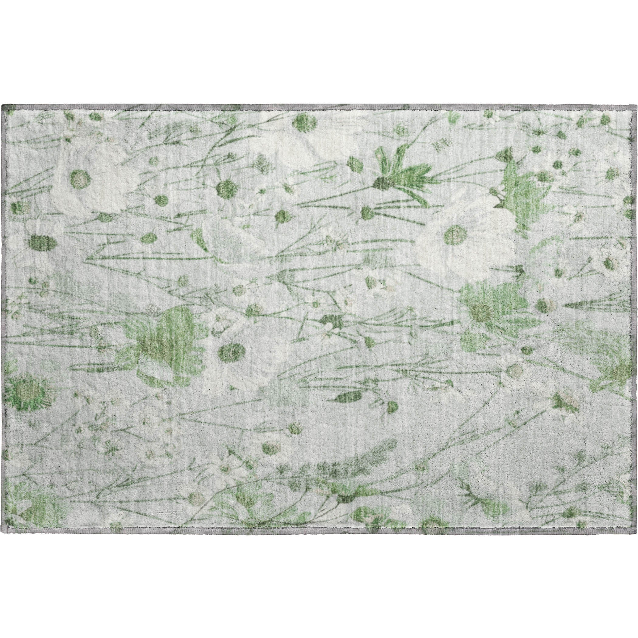 Florence Machine Washable Transitional Mint Green Rug 1'8" x 2'6" #shape_Rectangle
