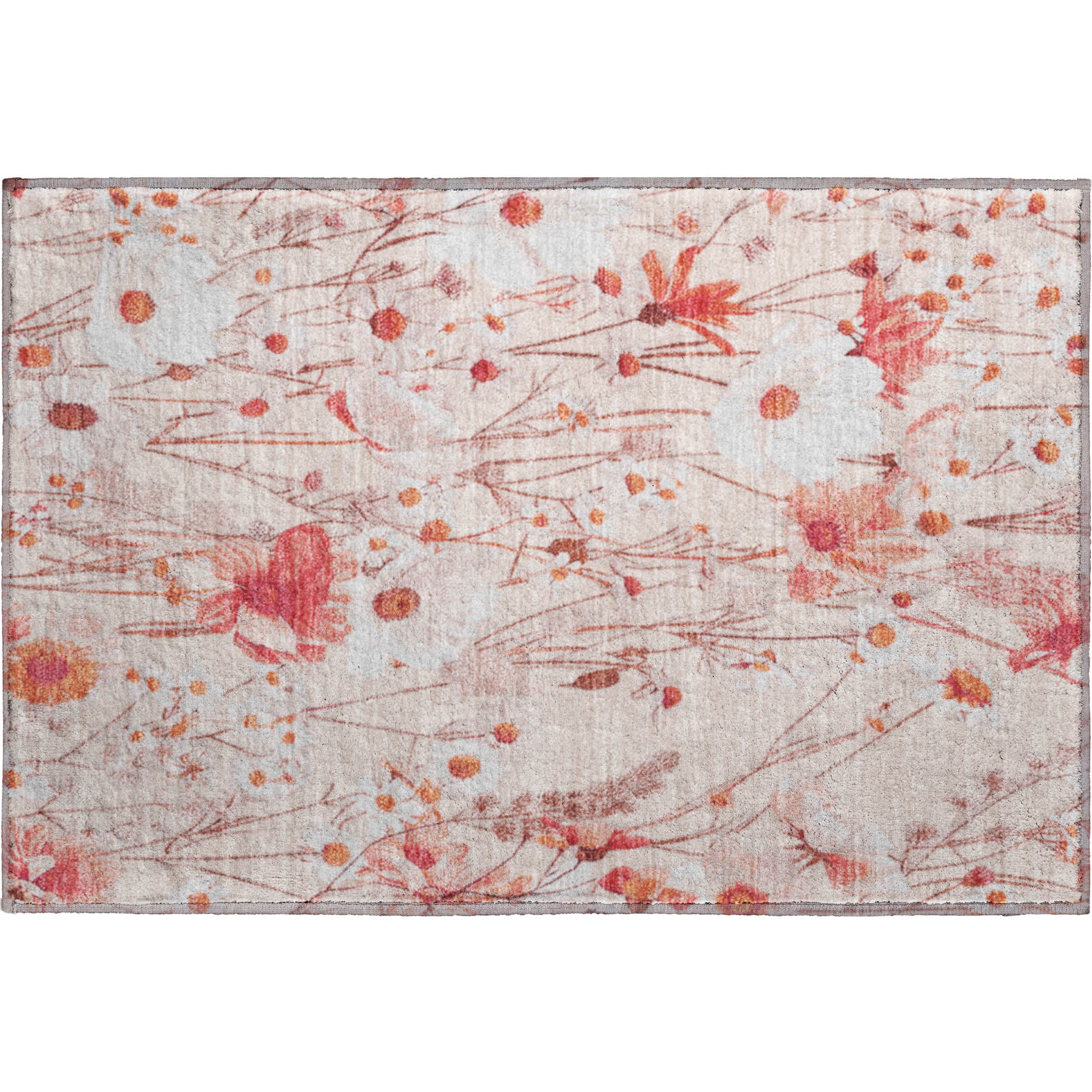 Florence Machine Washable Transitional Salmon Orange Rug 1'8" x 2'6" #shape_Rectangle