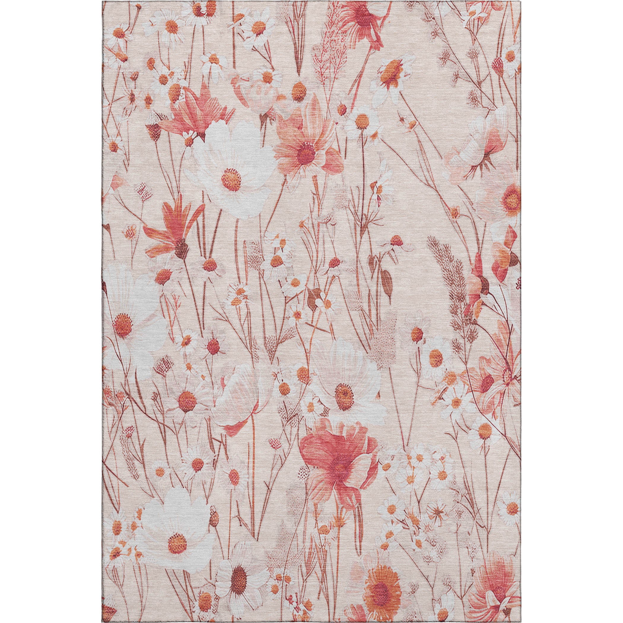 Florence Machine Washable Transitional Salmon Orange Rug 2'6" x 3'10" #shape_Rectangle