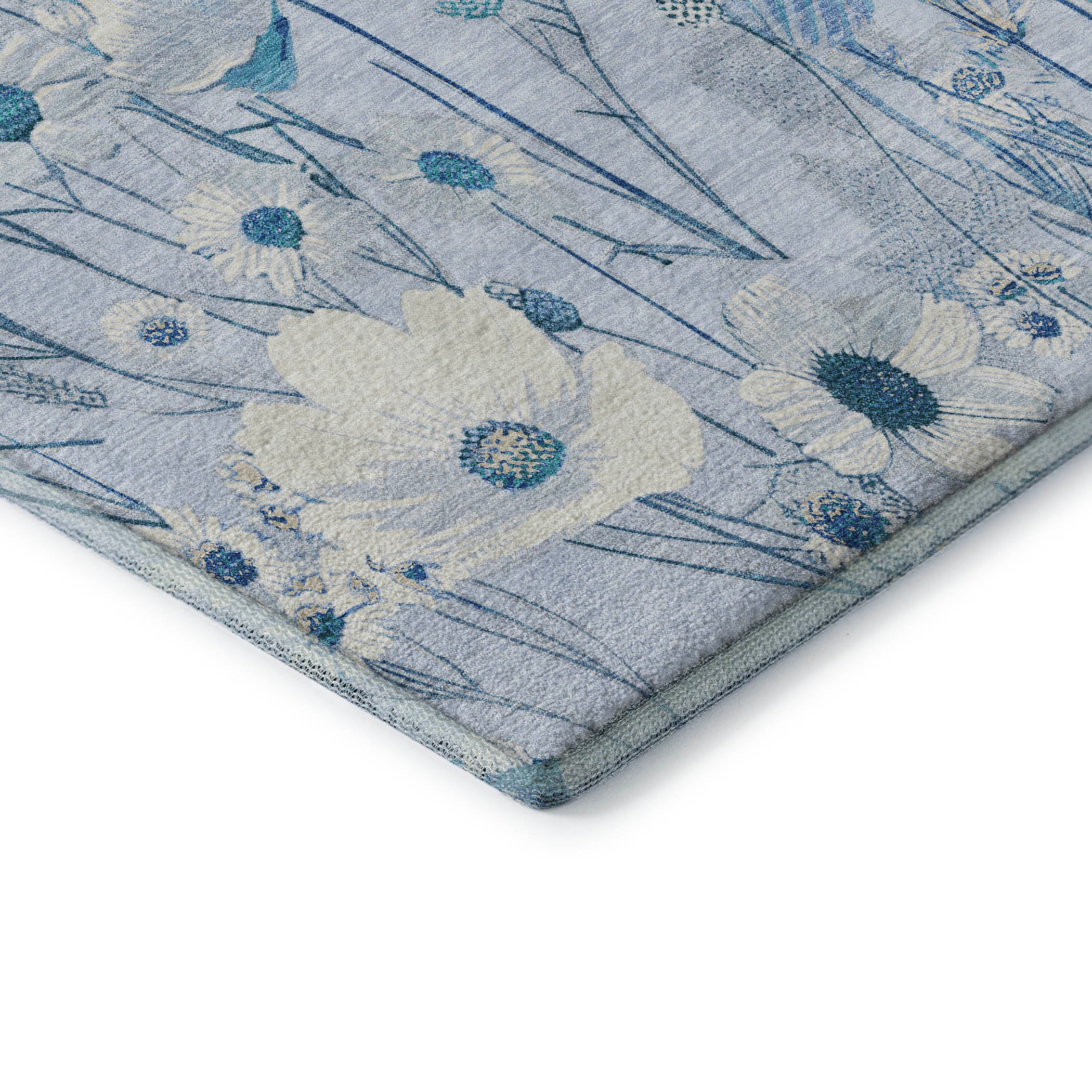 Florence Machine Washable Transitional Sky Blue Rug 1'8" x 2'6" #shape_Rectangle