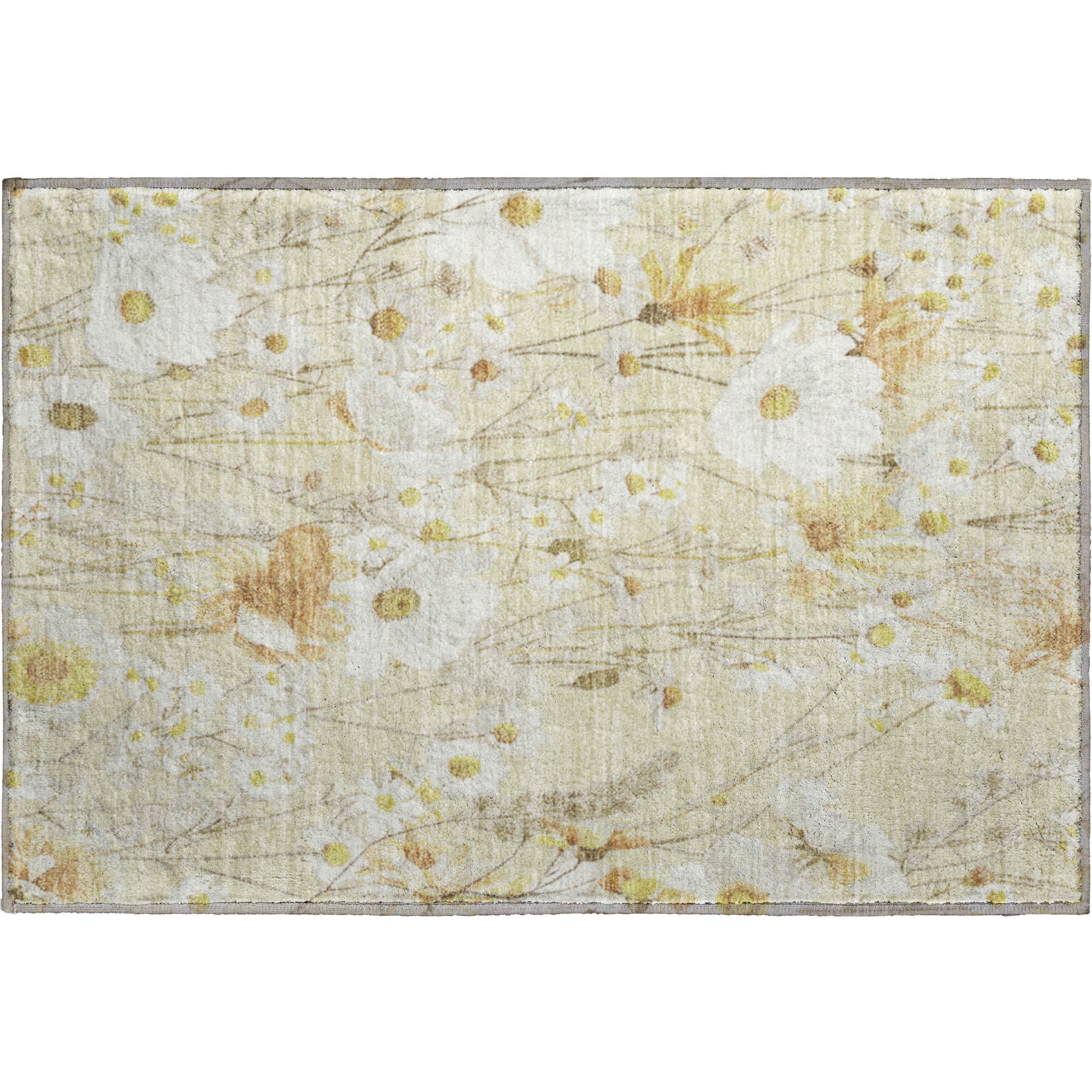 Florence Machine Washable Transitional Wheat Gold Rug 1'8" x 2'6" #shape_Rectangle