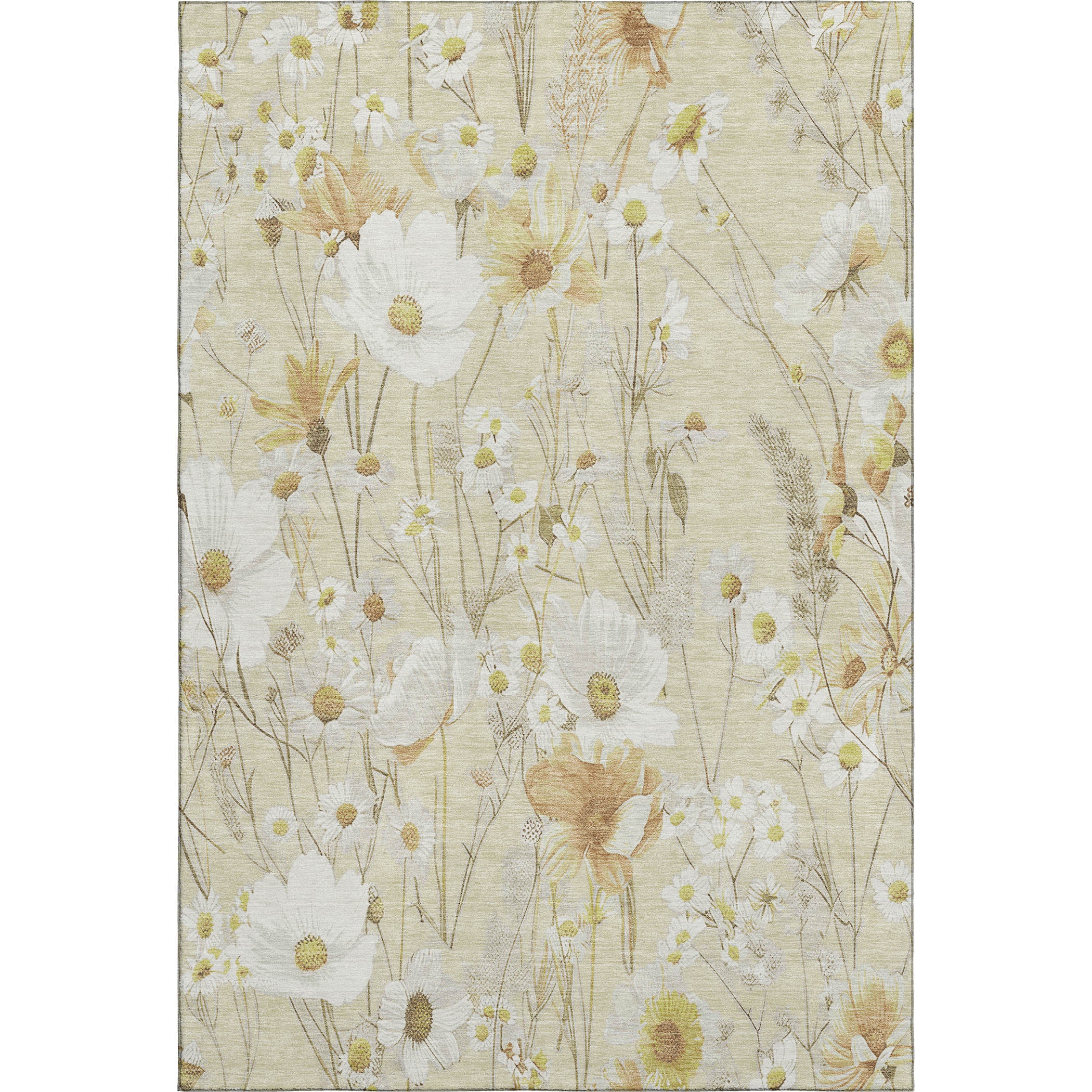 Florence Machine Washable Transitional Wheat Gold Rug 2'6" x 3'10" #shape_Rectangle