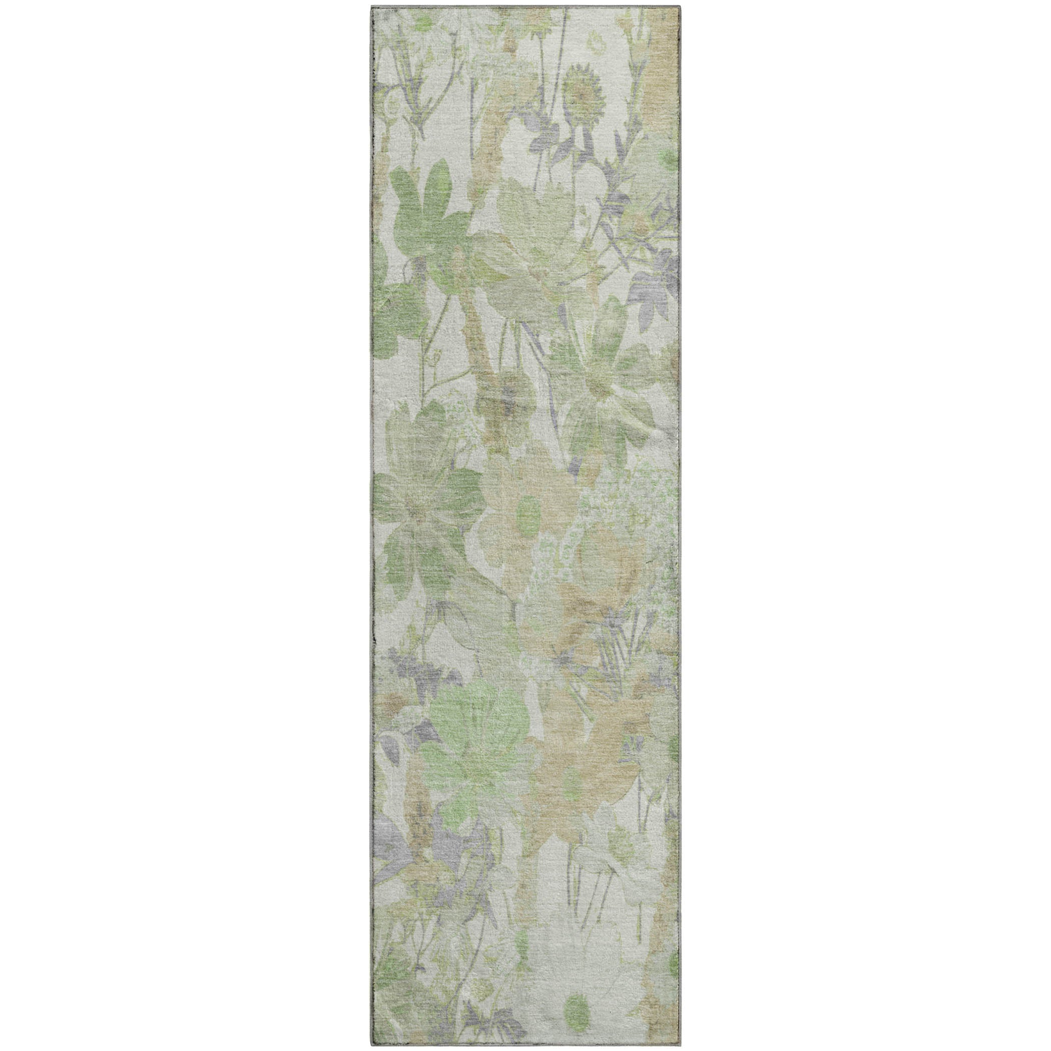 Chiang Mai Machine Washable Transitional Aloe Green Rug 2'3" x 7'6" #shape_Runner